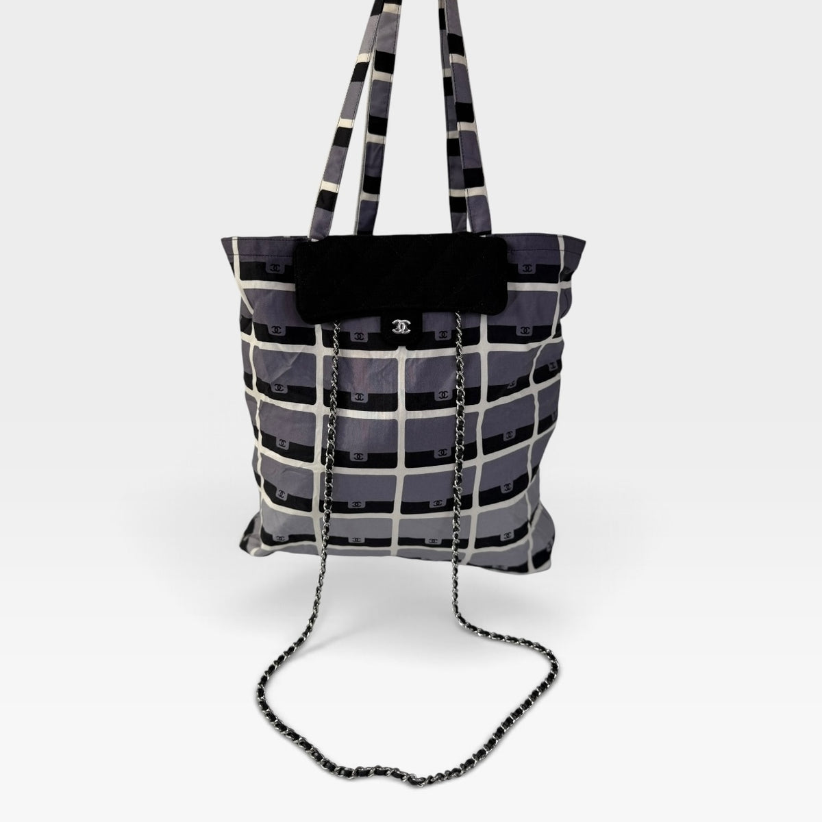 Chanel Foldable Tote Bag In Black Multicolour. Authentic and preloved in excellent condition. 100% guarantee