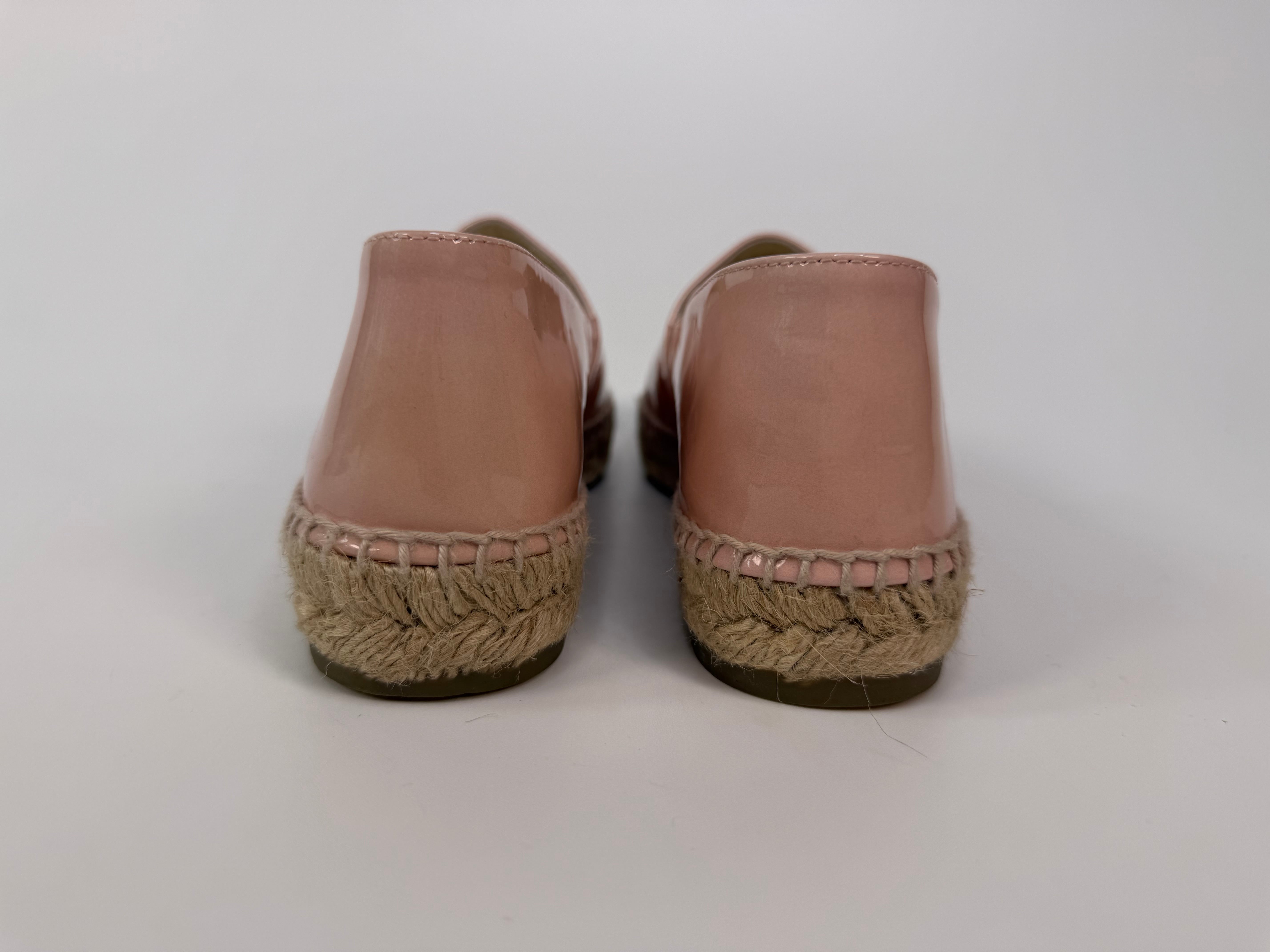 Chanel Espadrilles In Blush Patent Leather (Size 37/ UK4). 100% authentic and preloved in excellent condition