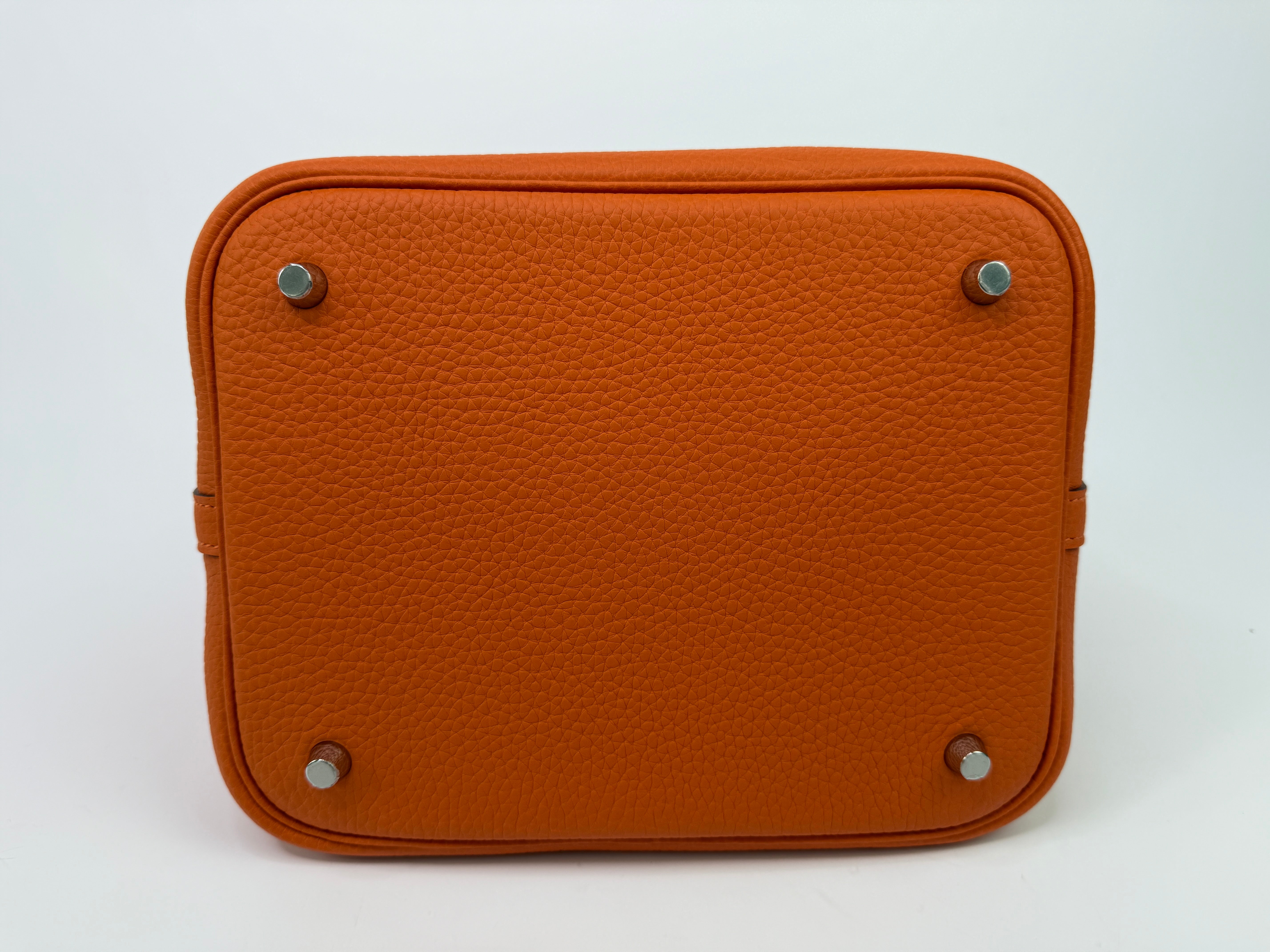 Authentic Pre Loved Hermès Picotin 22 In Orange Clemence Leather With Palladium Hardware New & Unused Condition