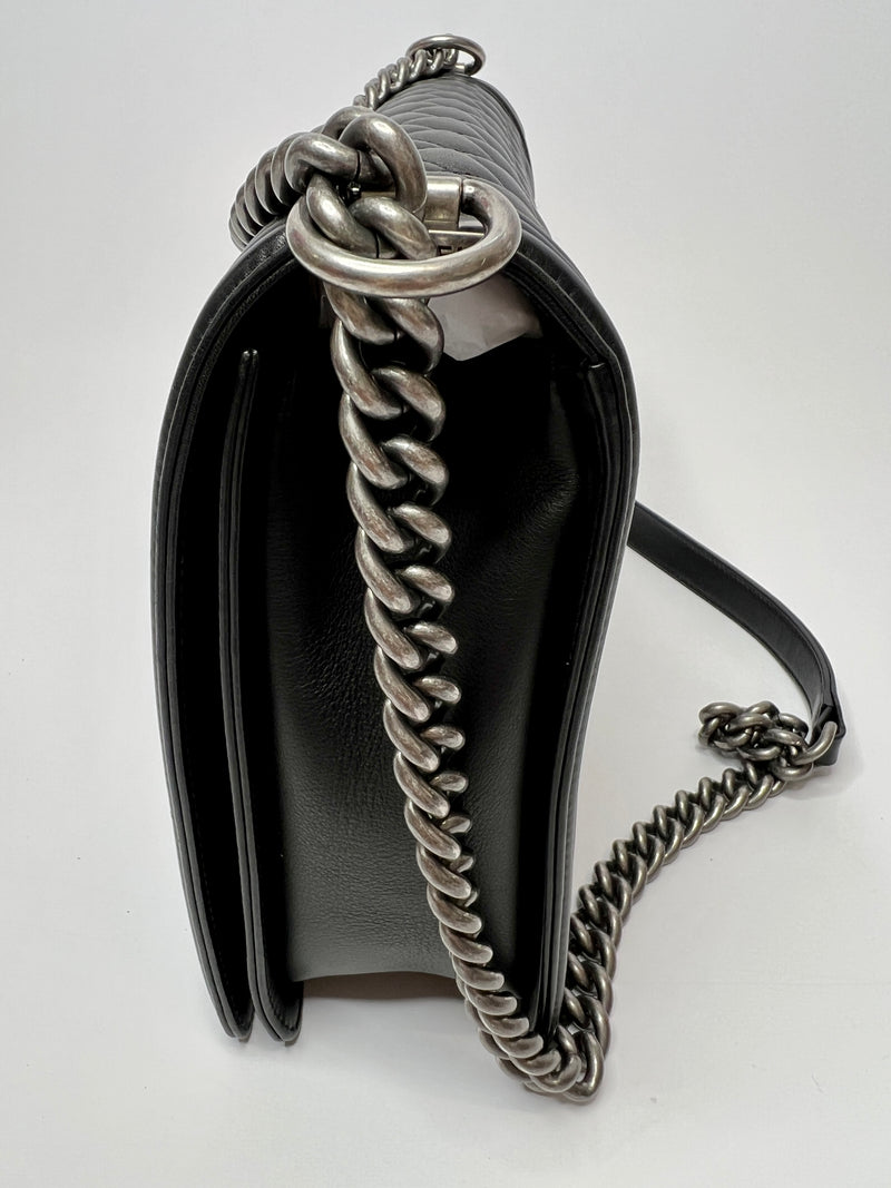 Chanel Boy Bag Large In Black Lambskin Leather