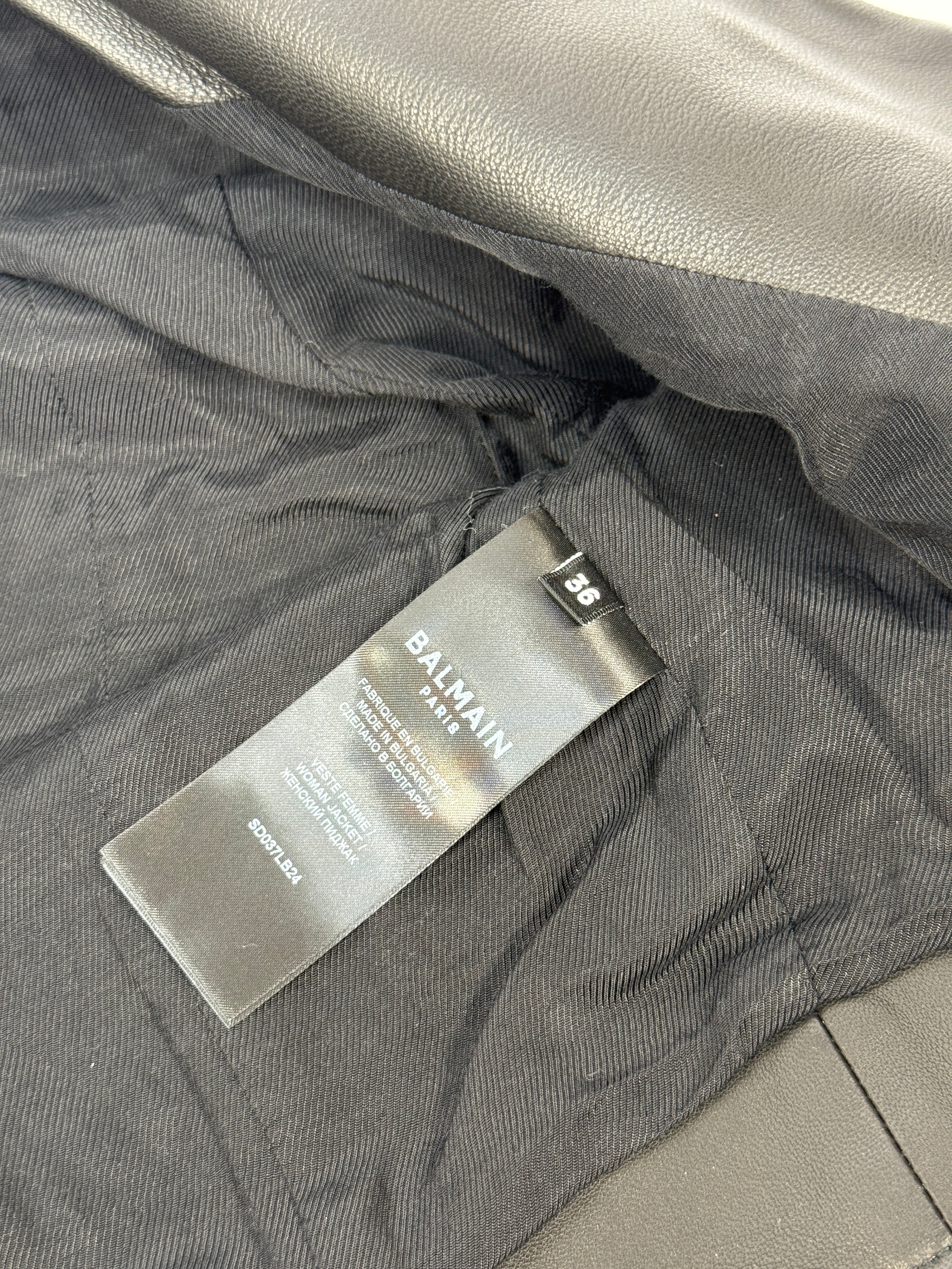 Balmain Cropped Leather Jacket (Size FR36/UK8)