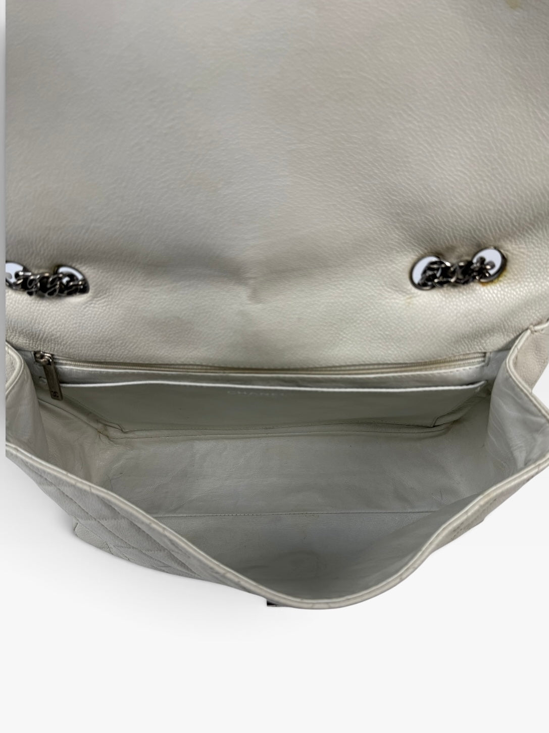 Chanel Reissue Single Flap In Ecru Caviar Leather With Silver Hardware