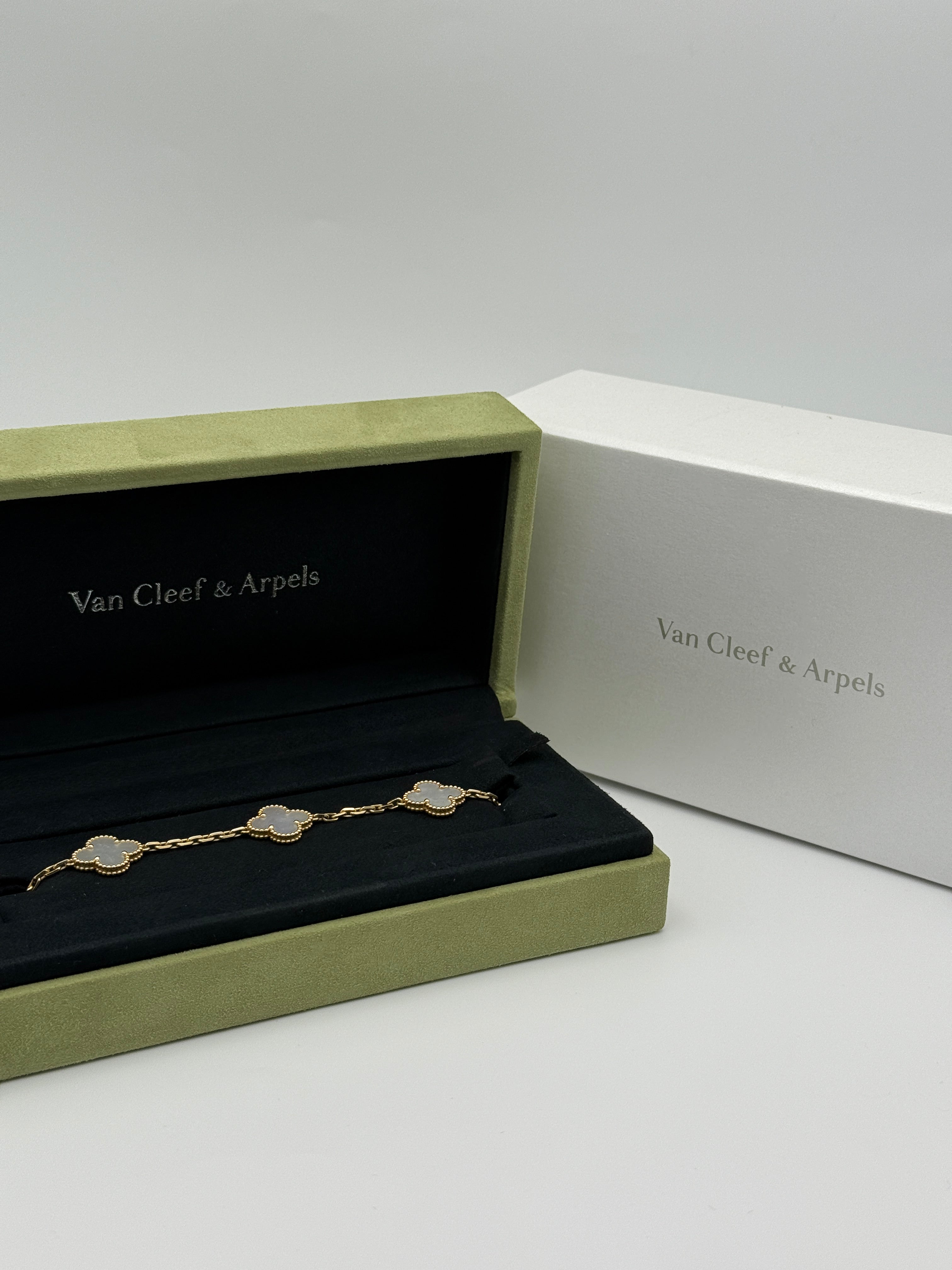 Van Cleef & Arpels Vintage Alhambra Bracelet, 5 Motifs Mother Of Pearl