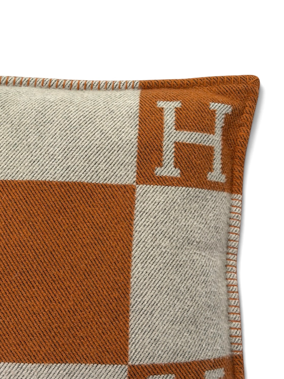 Hermès Avalon Cushion 50x50 In Ecru & Potiron. 100% authentic and preloved in excellent condition.
