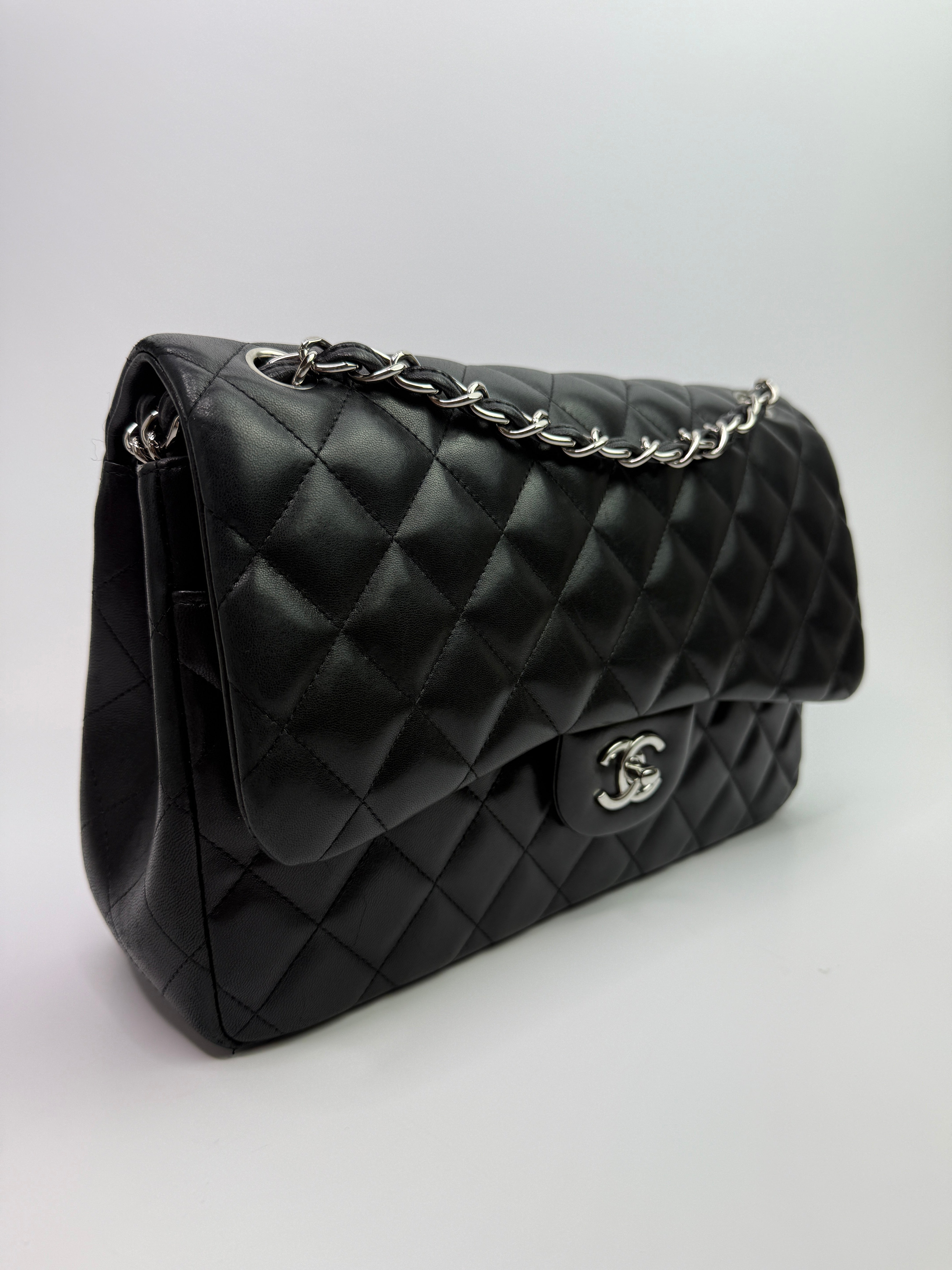 Chanel Jumbo Black Lambskin Leather With SHW