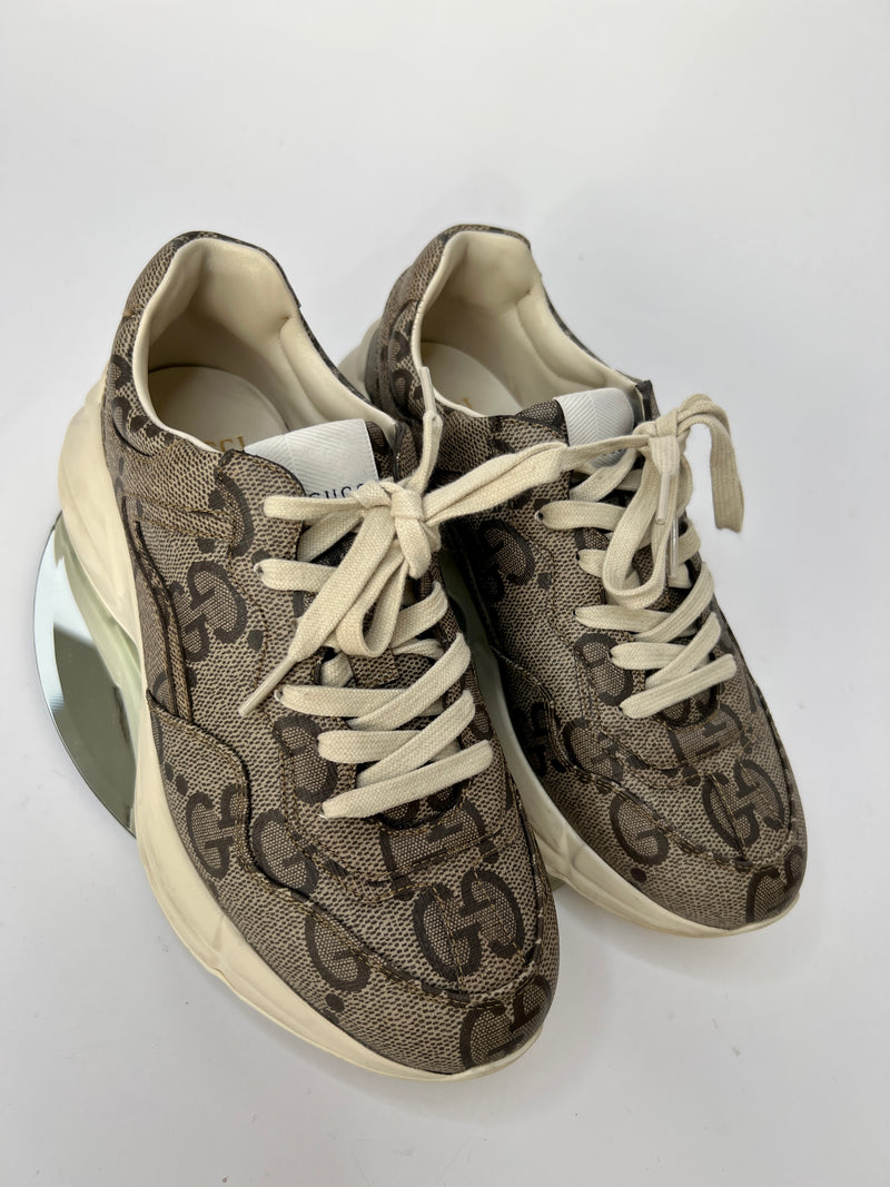 Gucci GG Rhyton Monogrammed Leather Sneakers (Size 38 /UK 5)