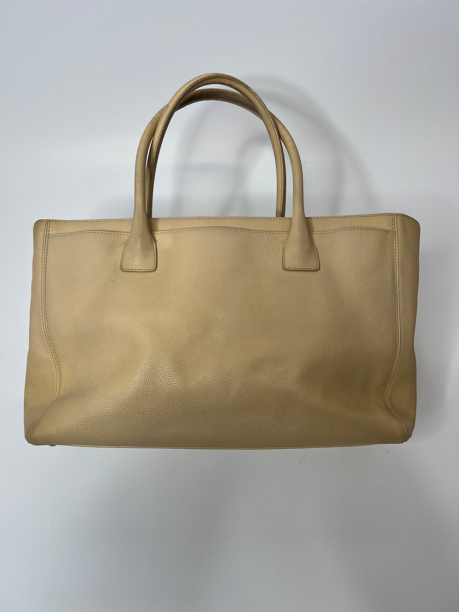 Beige leather tote store