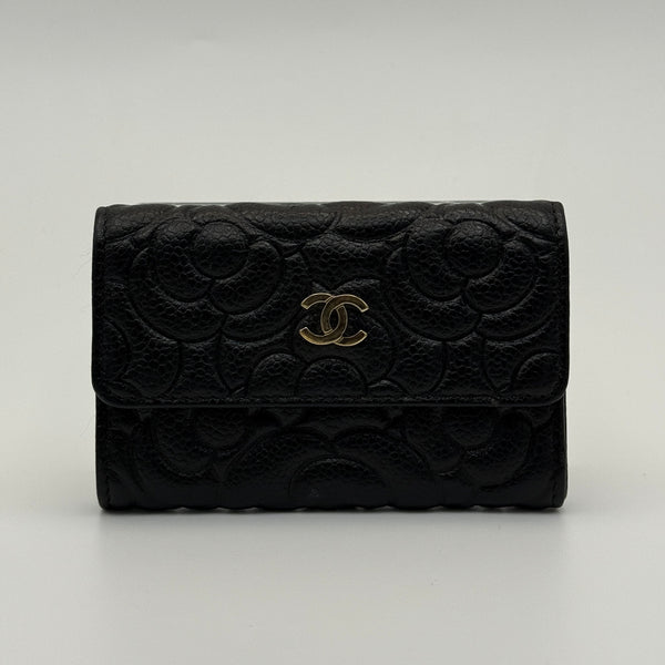 Chanel Classic Black Caviar Camelia Coin Wallet