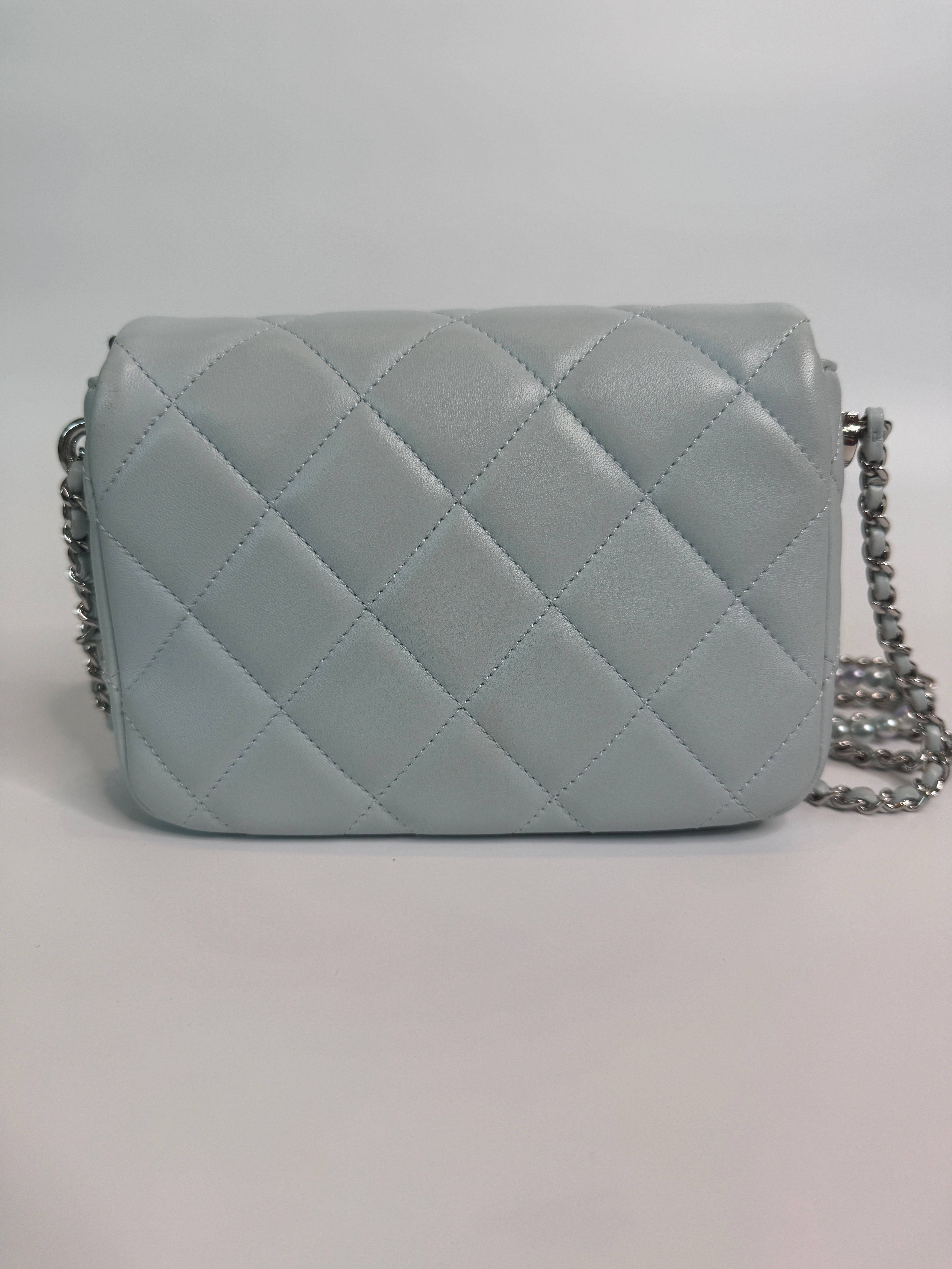 Chanel My Perfect  Flap In Pale Blue Lambskin Leather SHW