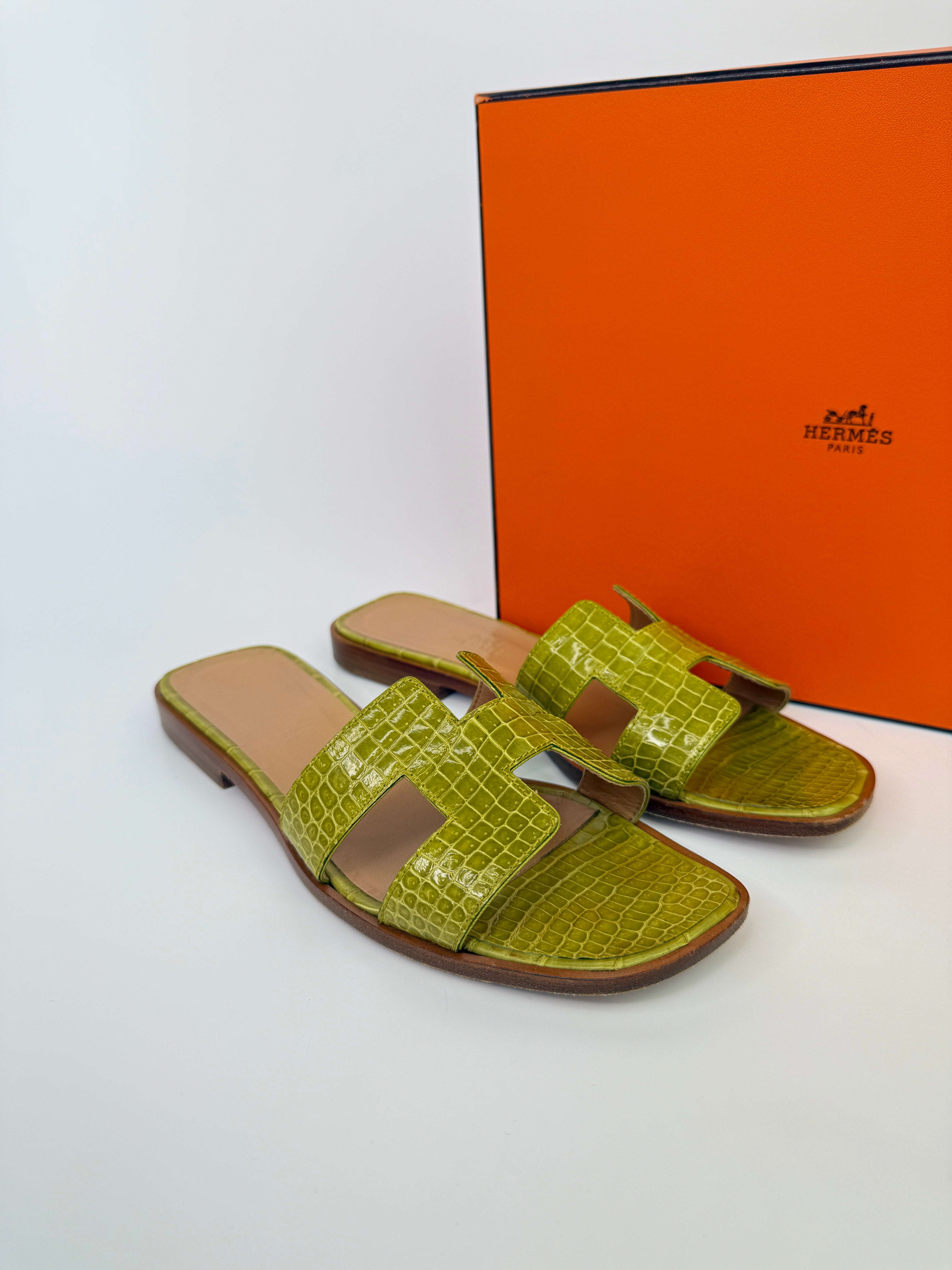 Hermès Crocodile Oran Sandals (Size 38/UK5)
