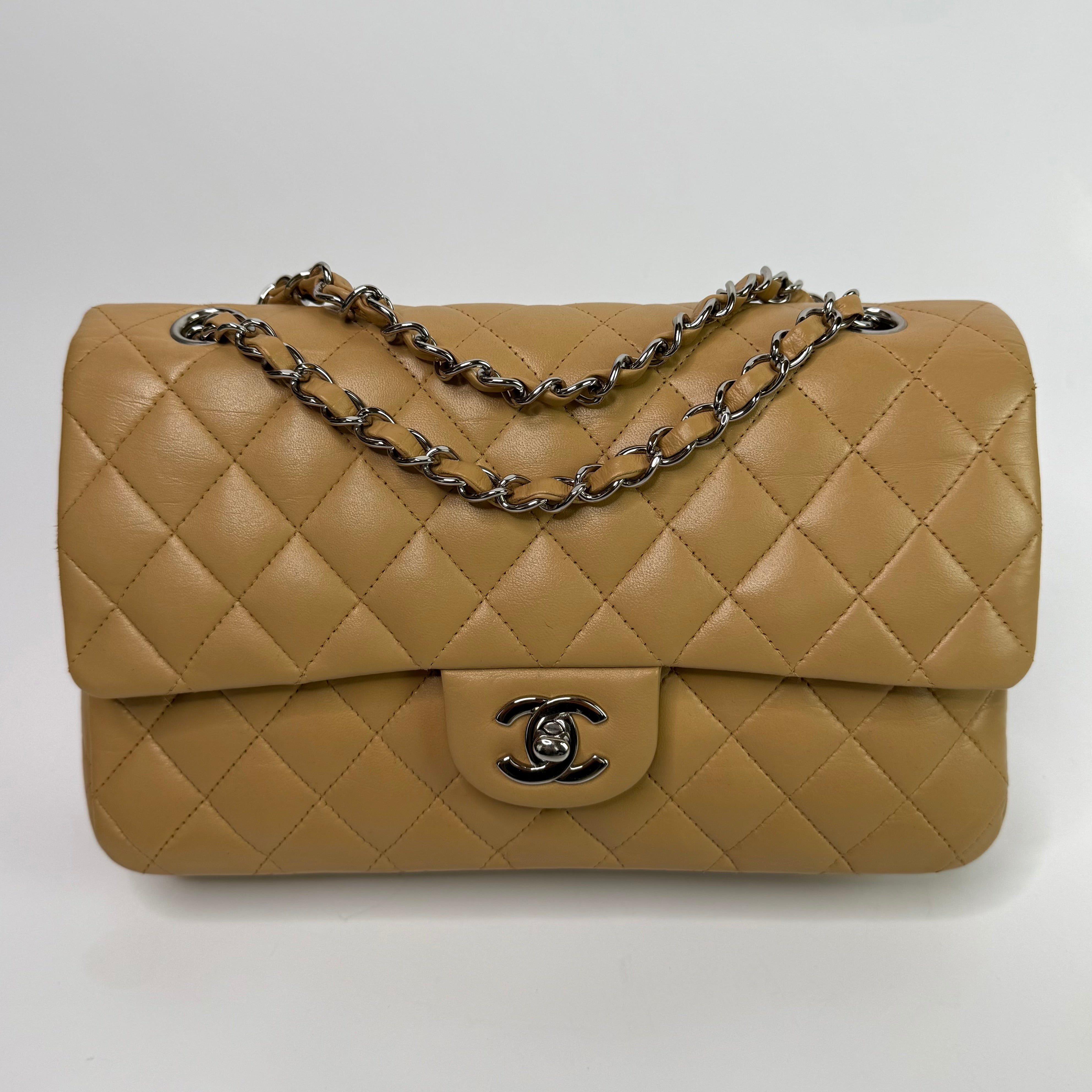 Chanel Medium Classic Double Flap Beige Lambskin With Silver Hardware
Pre Loved & Authentic 