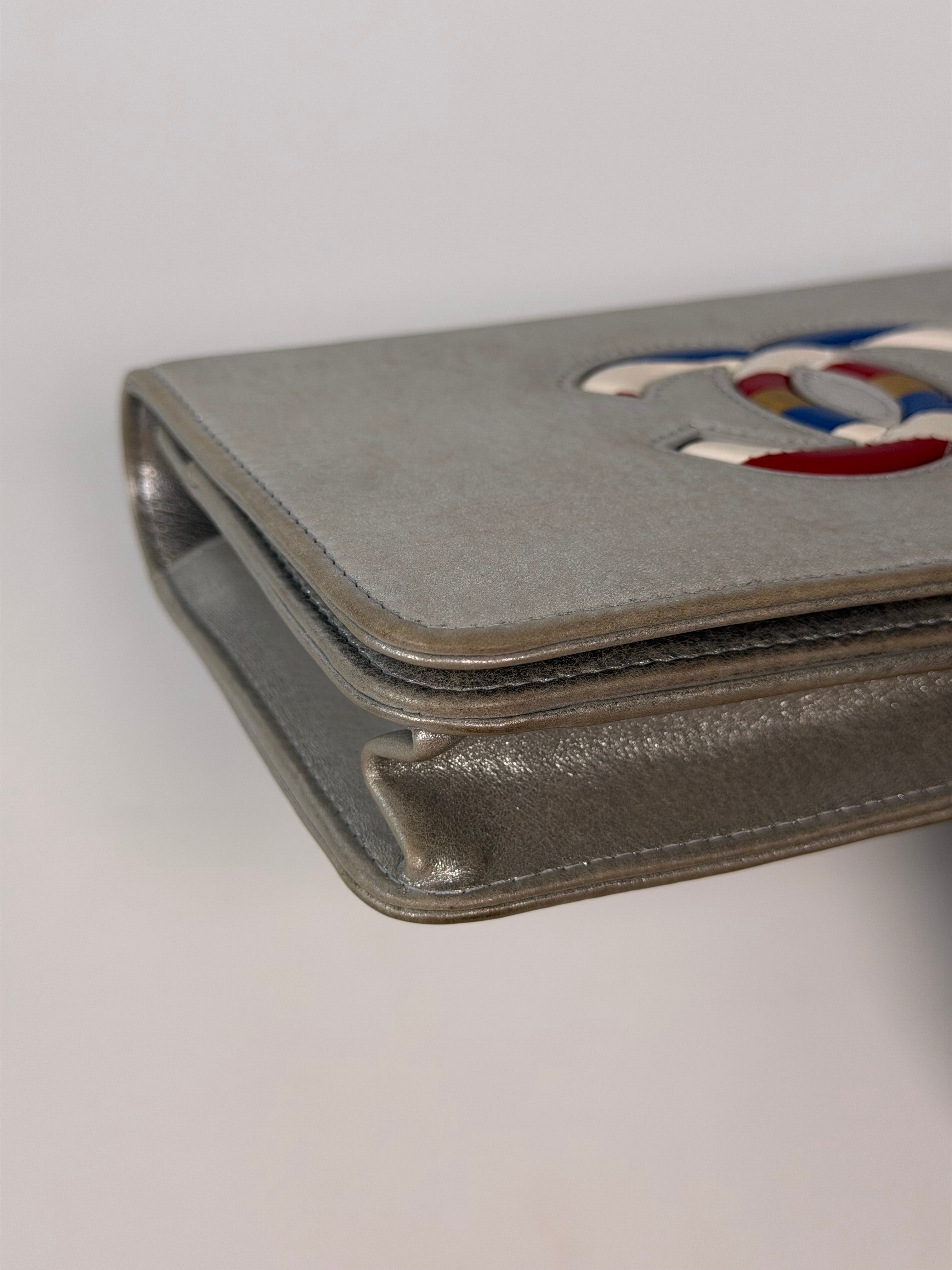 Chanel Filigree Limited Edition Wallet On Chain In Silver With Silver Hardware