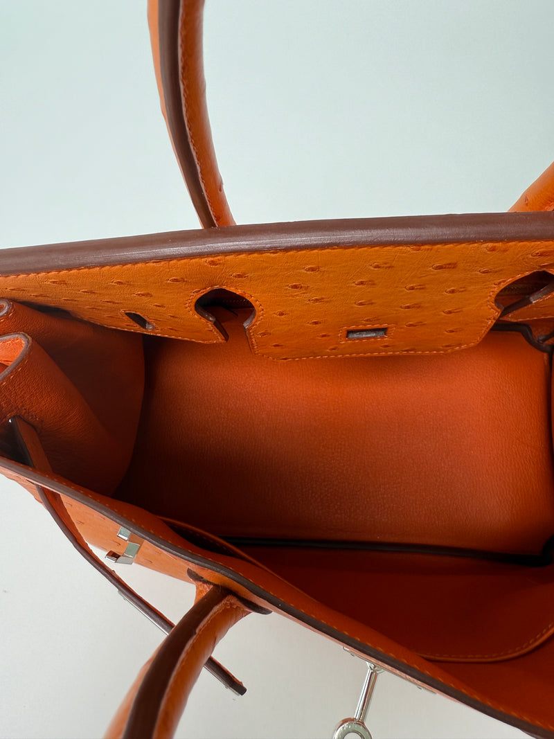Hermès Birkin 30 In Orange Ostrich With Palladium hardware