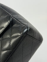Chanel Maxi Classic Double Flap In Black Caviar Leather With GHW