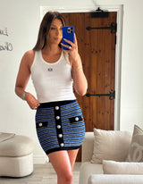 Balmain Blue Tweed Skirt (Size FR40/ UK 10)