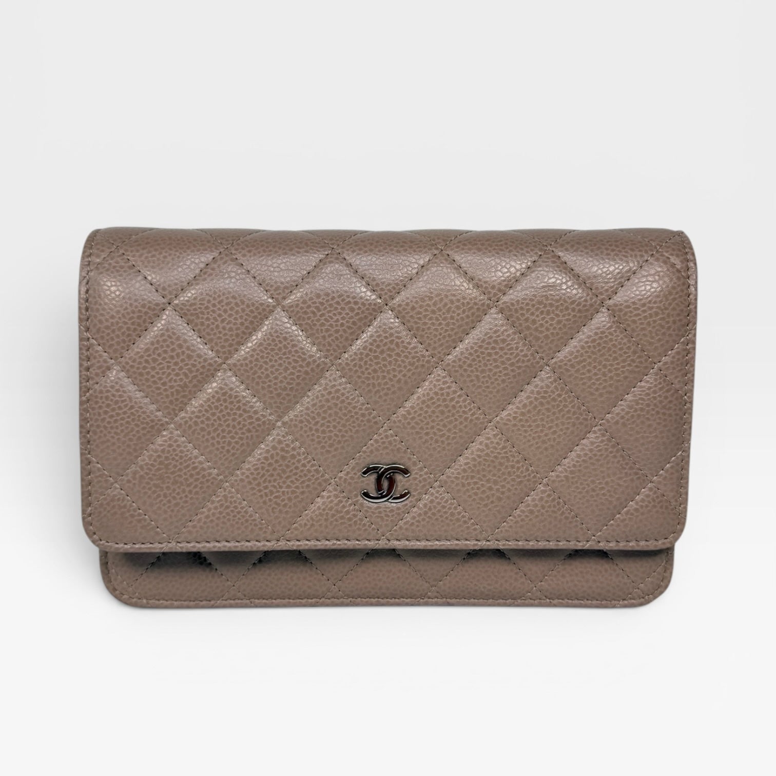 Chanel Wallet On Chain In Taupe Caviar Leather With Gold Hardware
Authentic Pre Loved Verified by Luxe Cheshire Trusted Designer resale