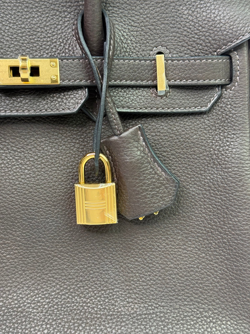 Hermès Birkin 25 Ebene Barenia Faubourg Leather With GHW