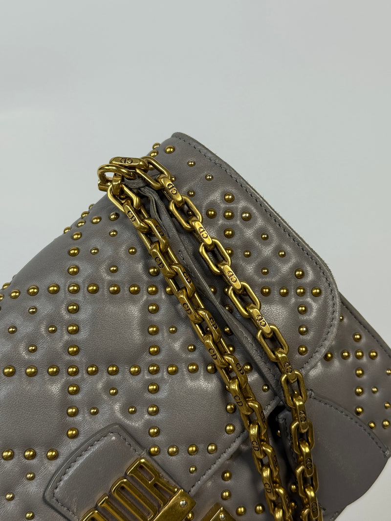 Christian Dior Lambskin Cannage Studded Dioraddict Shoulder Bag