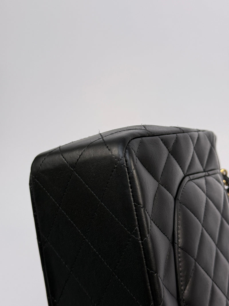 Chanel Jumbo Black Lambskin Leather With GHW