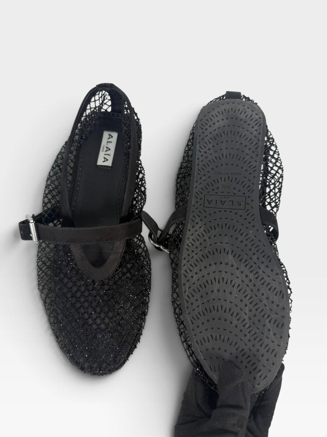 Aalia Flats In Black Mesh (Size 39.5 / UK 6.5) 100% authentic and preloved in excellent condition