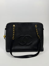 Chanel Vintage Black Caviar Tote Bag