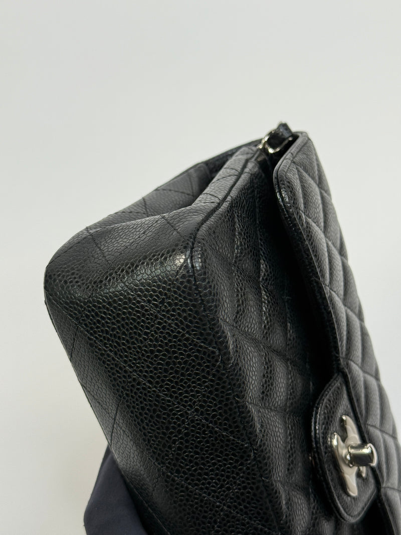 Chanel Small Classic Double Flap In Black Caviar Leather With SHW