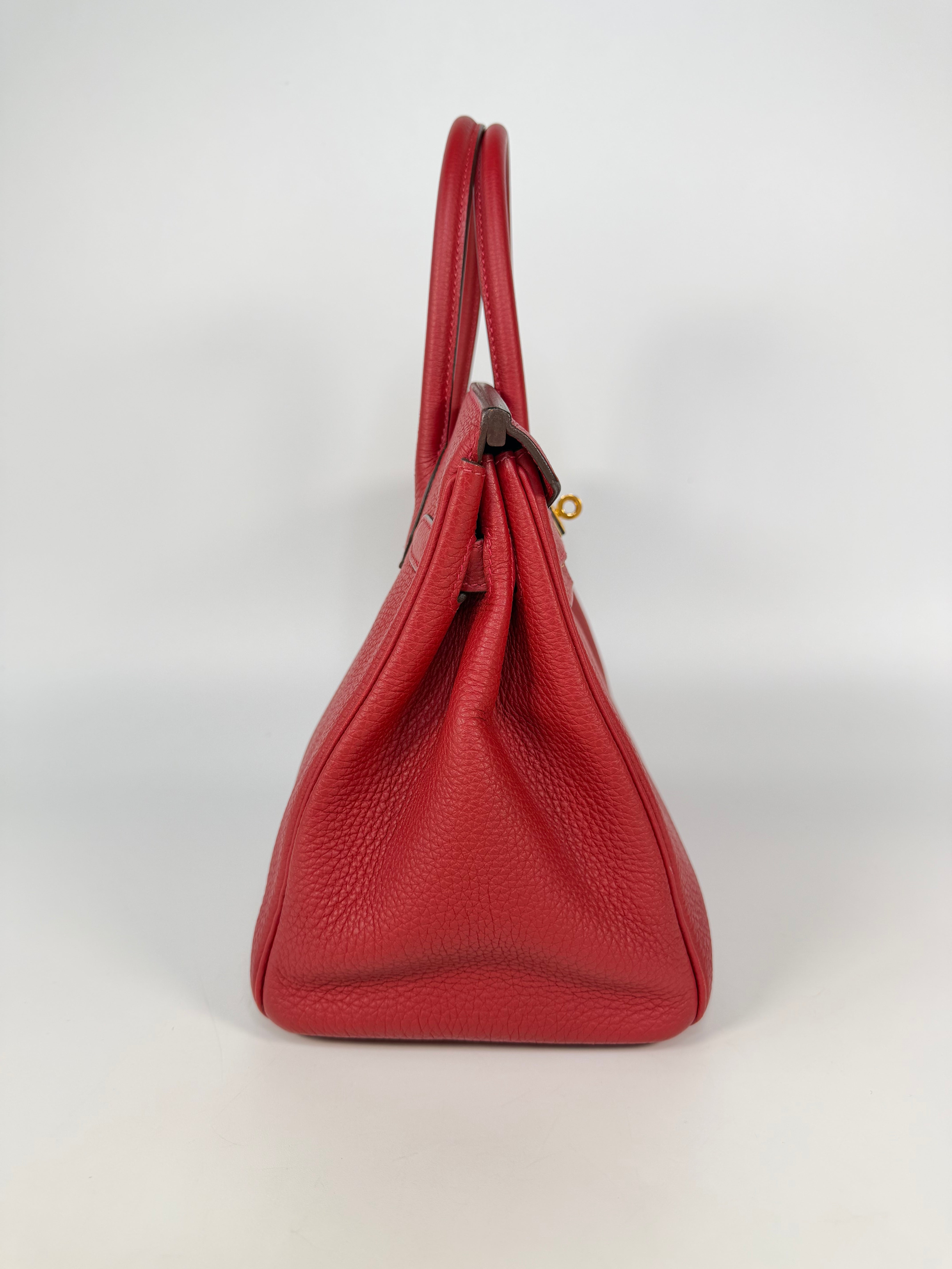 Hermès Birkin 30 In Rouge Casaque Togo Leather With Gold Hardware 100% Authentic and preloved in excellent condition