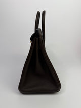 Hermès Birkin 25 Ebene Barenia Faubourg Leather With GHW