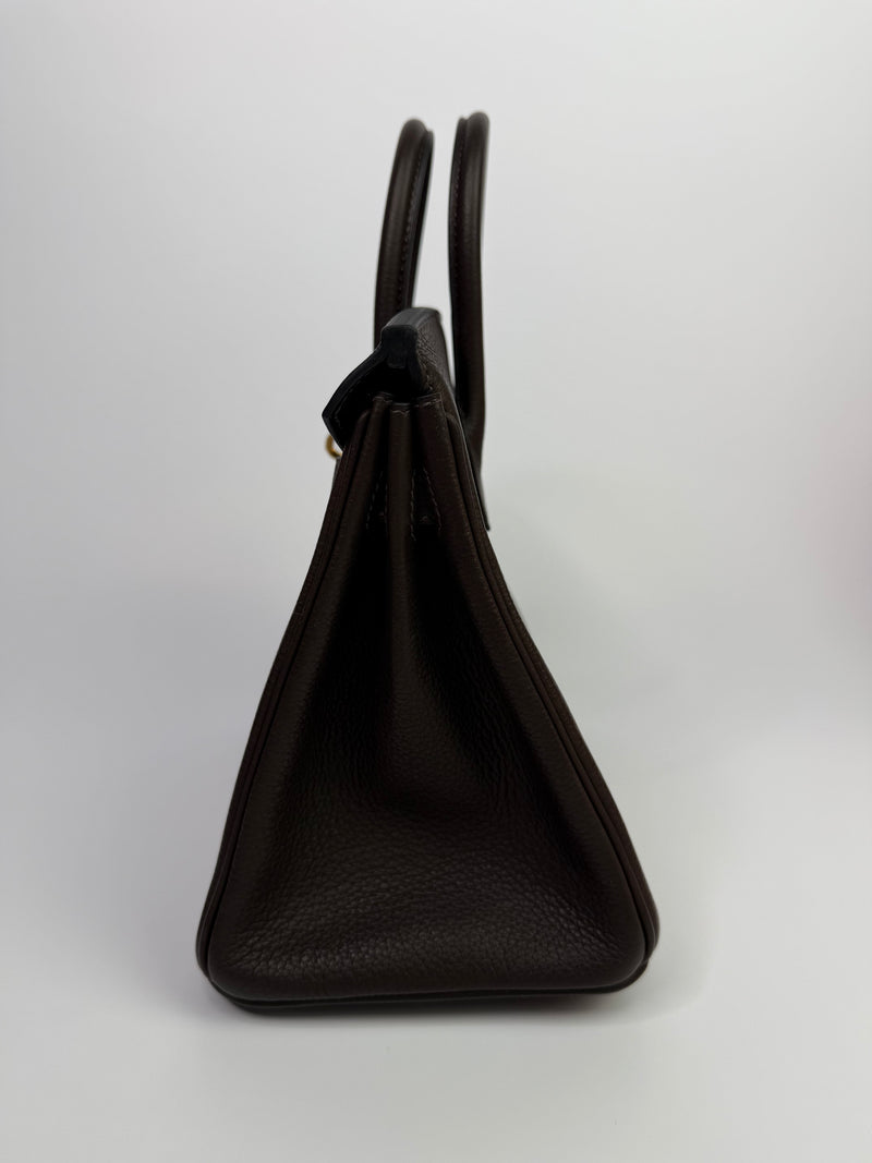 Hermès Birkin 25 Ebene Barenia Faubourg Leather With GHW