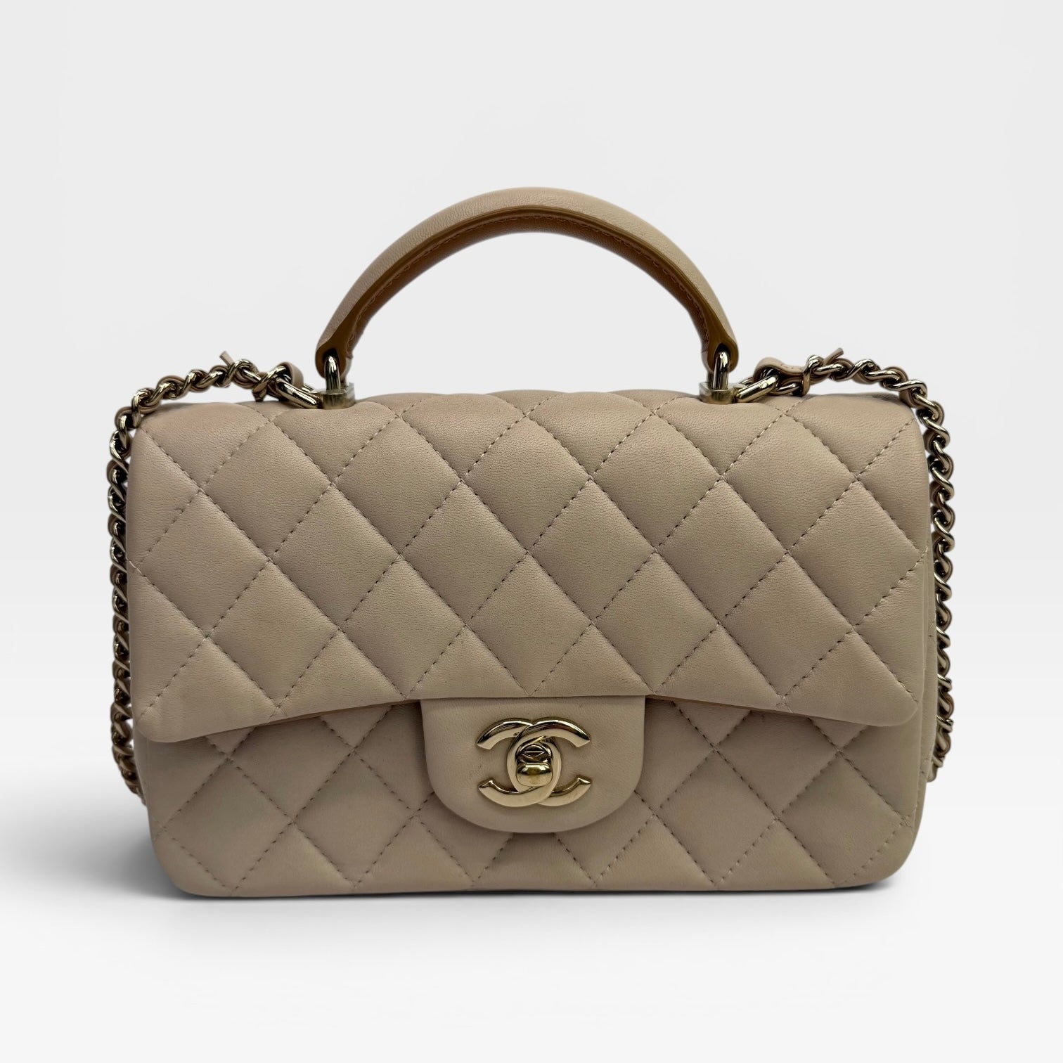 Chanel Quilted Bi-Color Top Handle Rectangular Flap