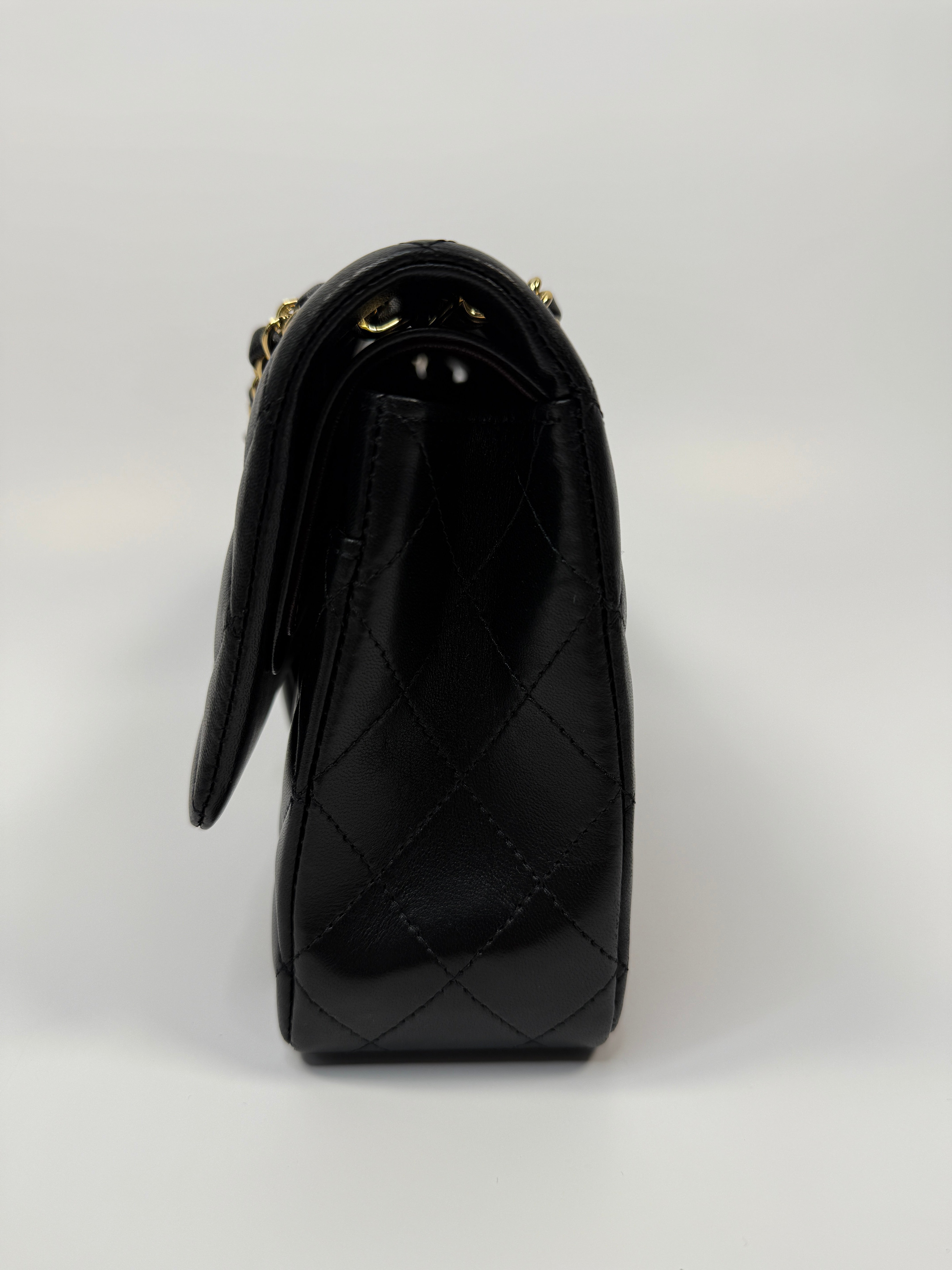 Chanel Medium Classic Double Flap Black Lambskin With Gold Hardware
Pre Loved & Authentic 