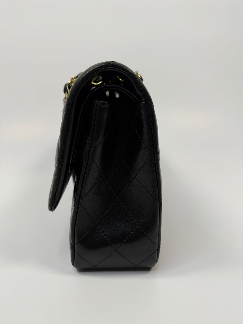 Chanel Medium Classic Double Flap Black Lambskin With GHW
