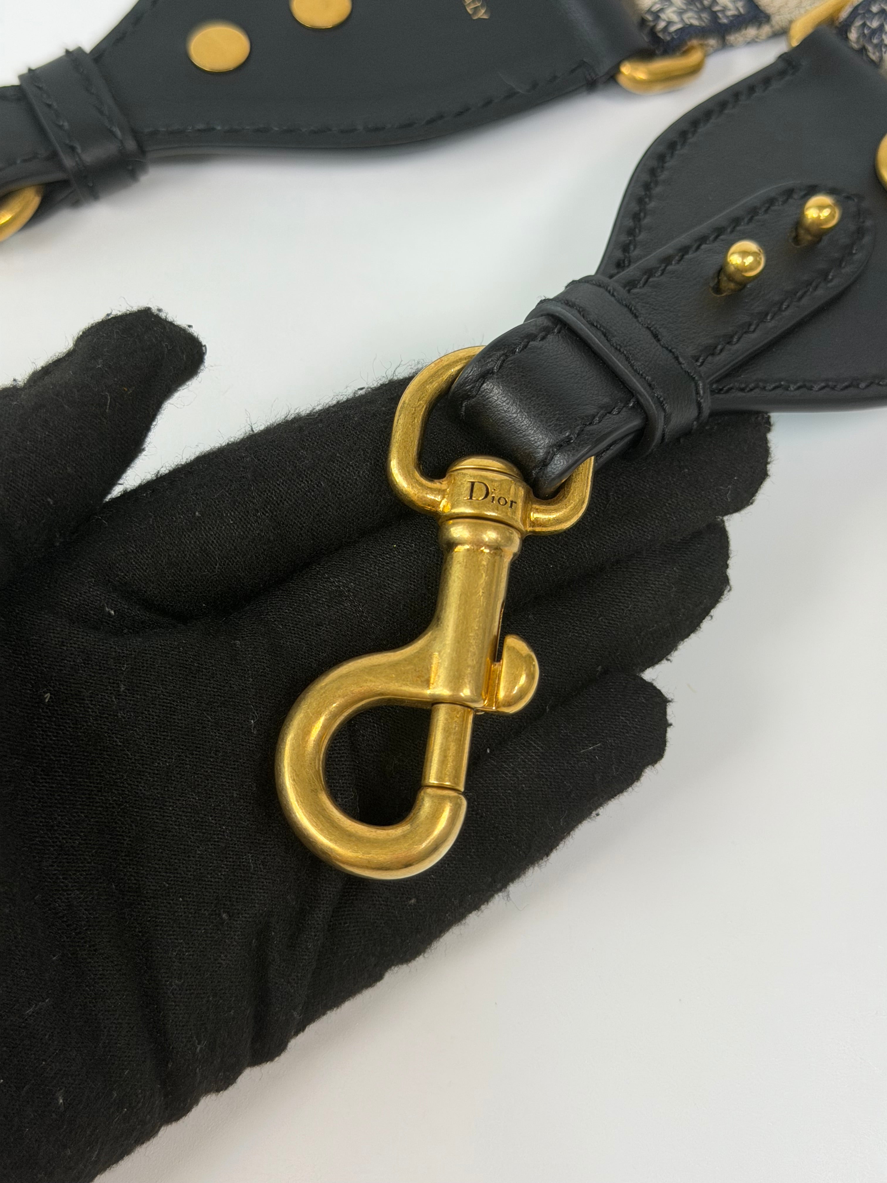 Christian Dior Shoulder Strap In Oblique Canvas With Gold Hardware