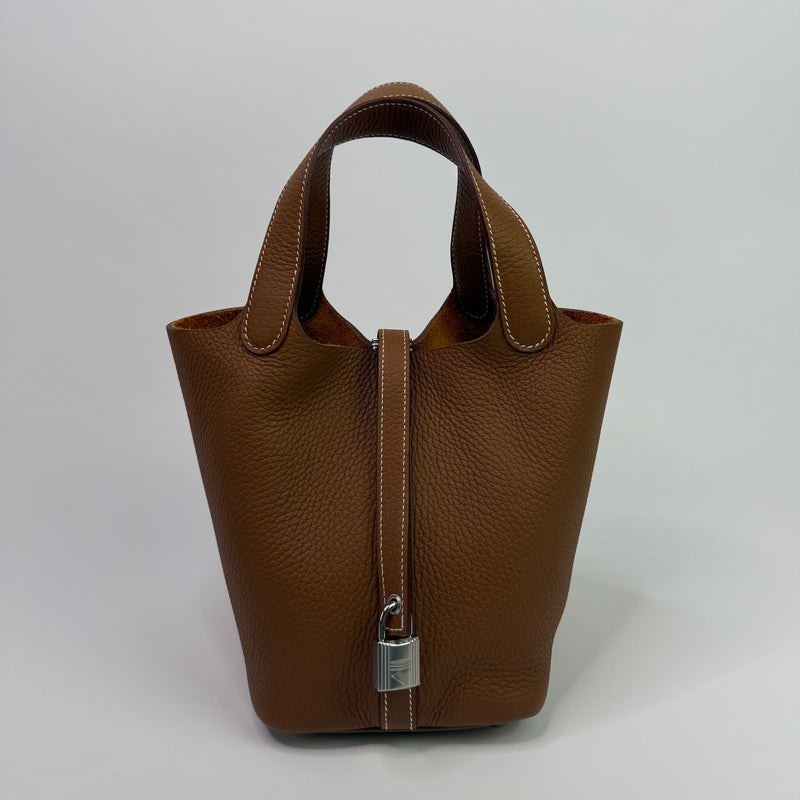 Hermès Picotin 18 In Gold Clemence With Palladium Hardware