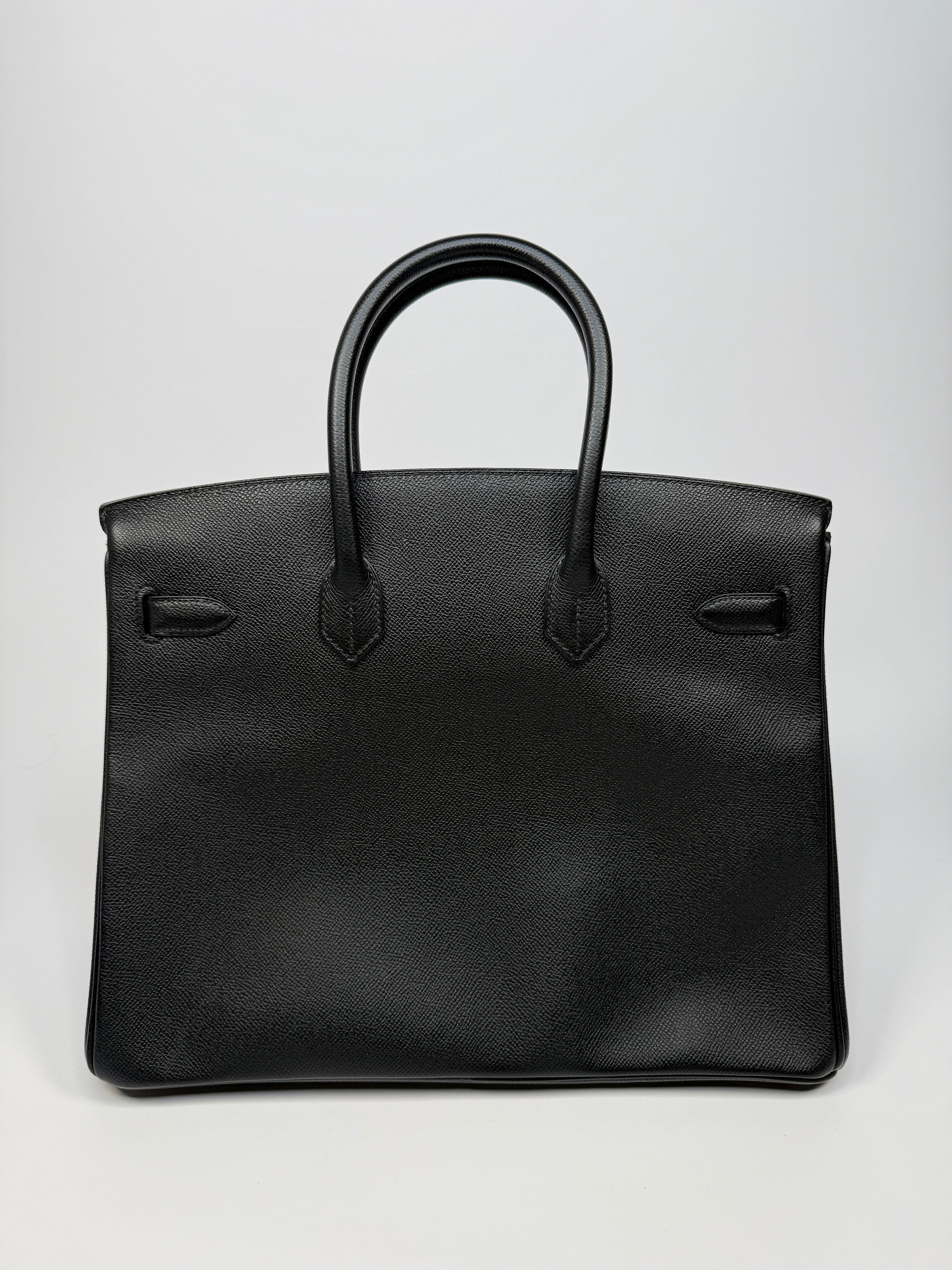 Authentic Pre Loved Hermès Birkin 35 Black Epsom Leather With Palladium Hardware Excellent Condition