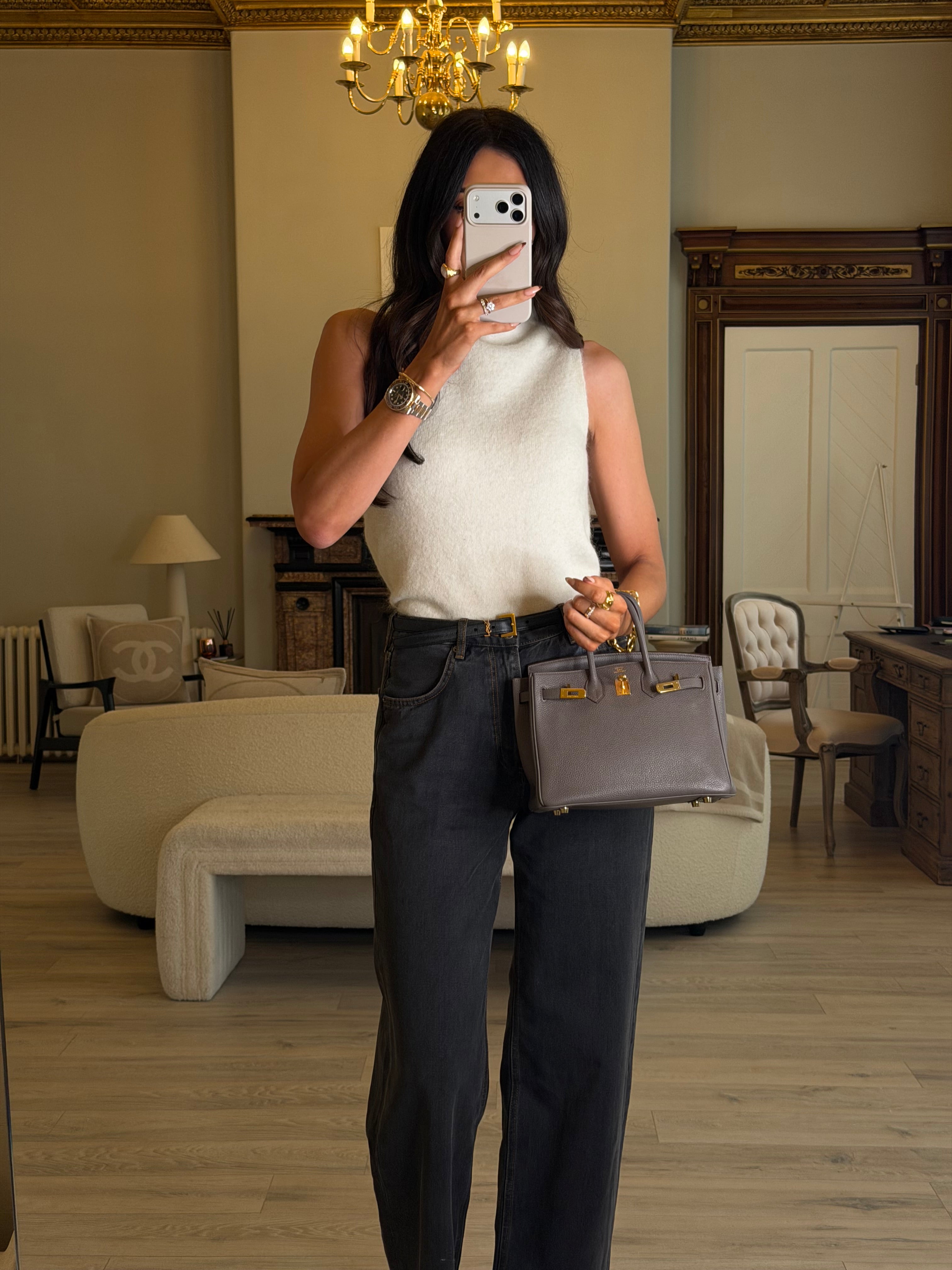 Hermès Birkin 25 In Gris Etain Togo Leather With Gold Hardware