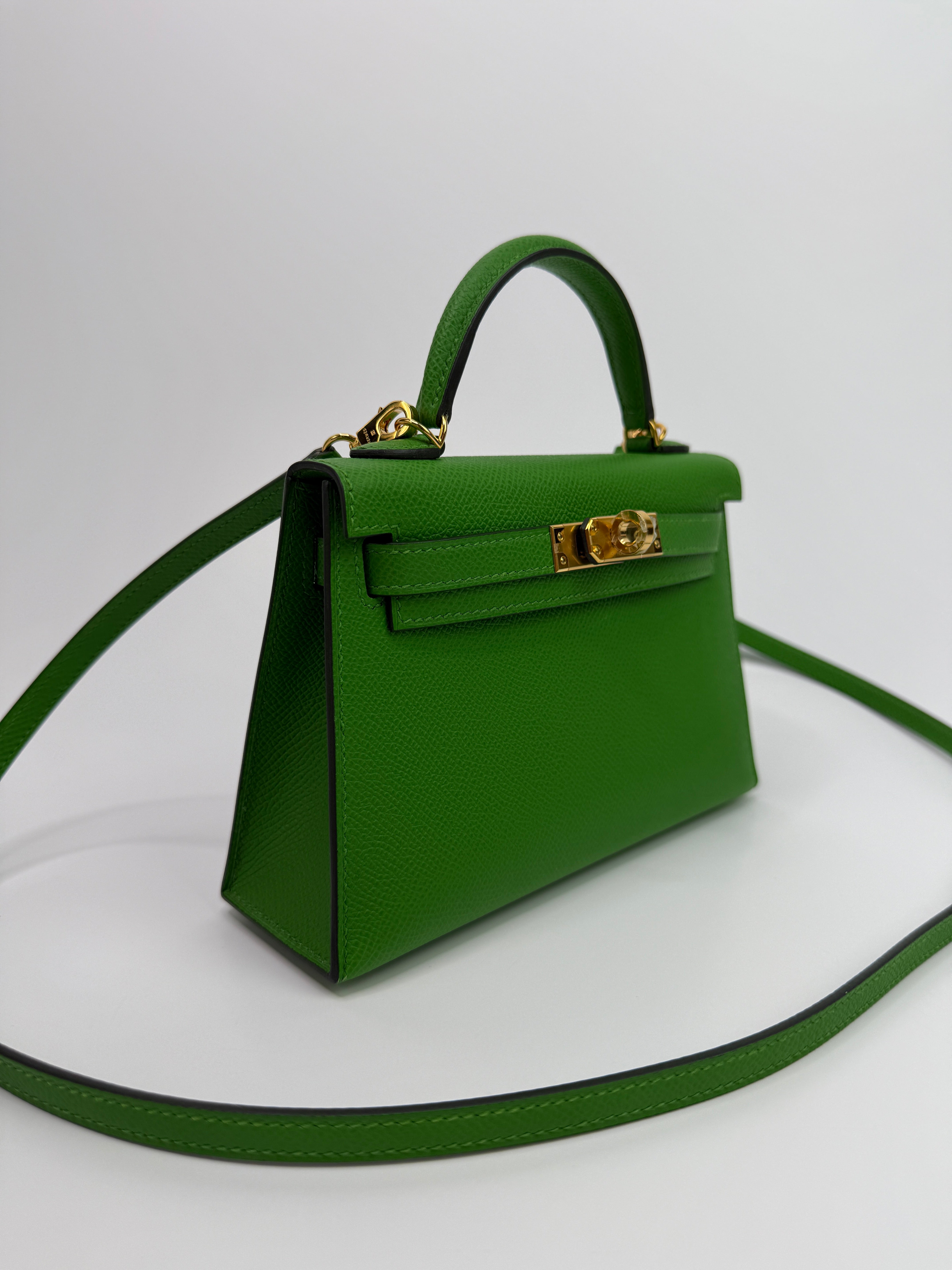 Authentic Pre Loved Hermès Mini Kelly ll In Bambou Epsom Leather With Gold Hardware Excellent Condition