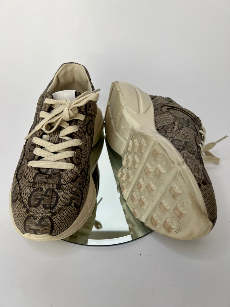 Gucci GG Rhyton Monogrammed Leather Sneakers (Size 38 /UK 5)