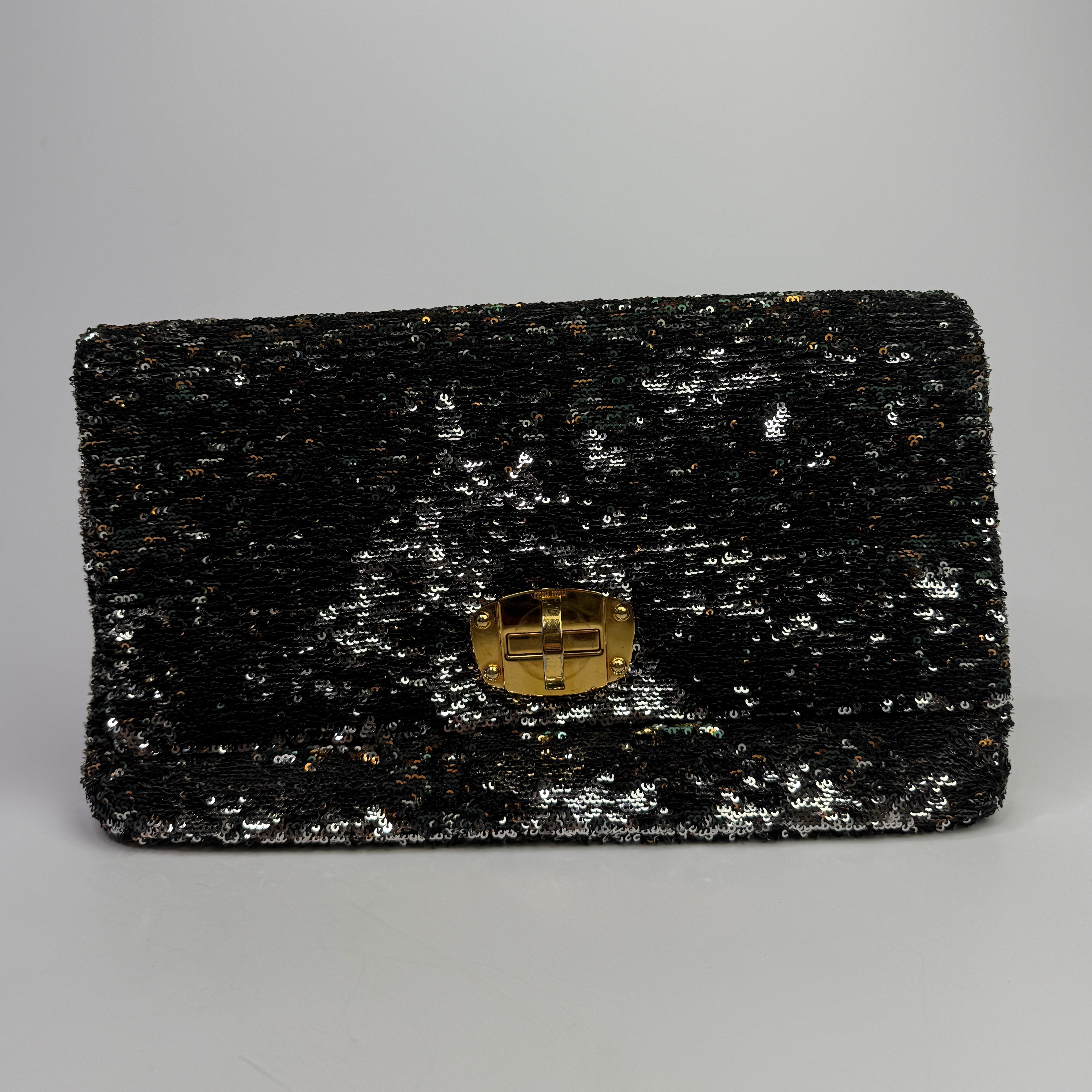 Miu Miu Green Sequin Clutch