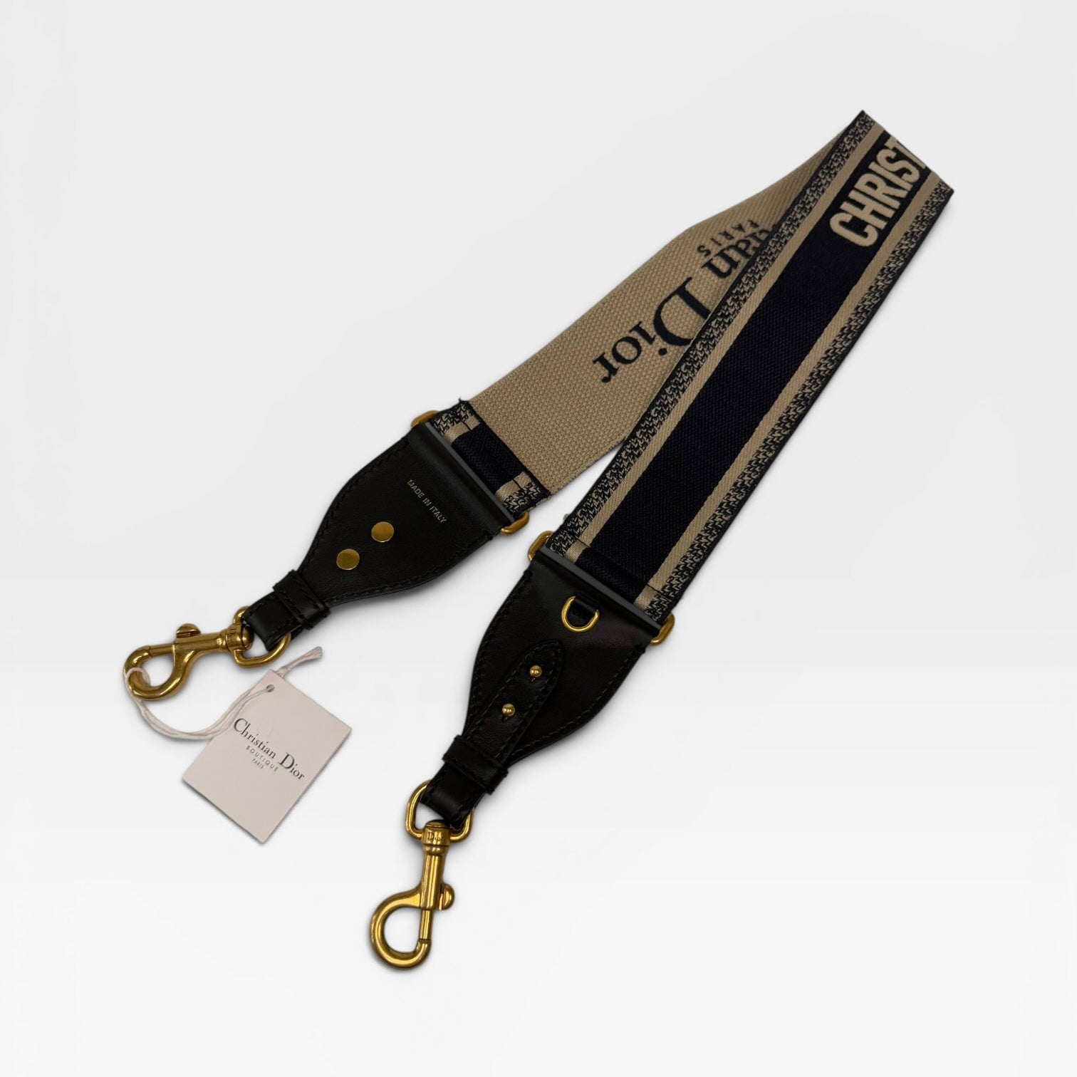 Christian Dior Shoulder Strap In Oblique Canvas With Gold Hardware