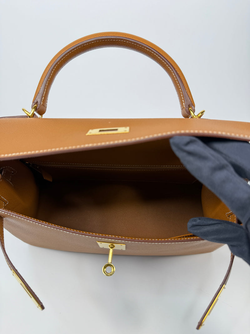 Hermès Kelly 32 Gold Sellier Epsom Leather With GHW