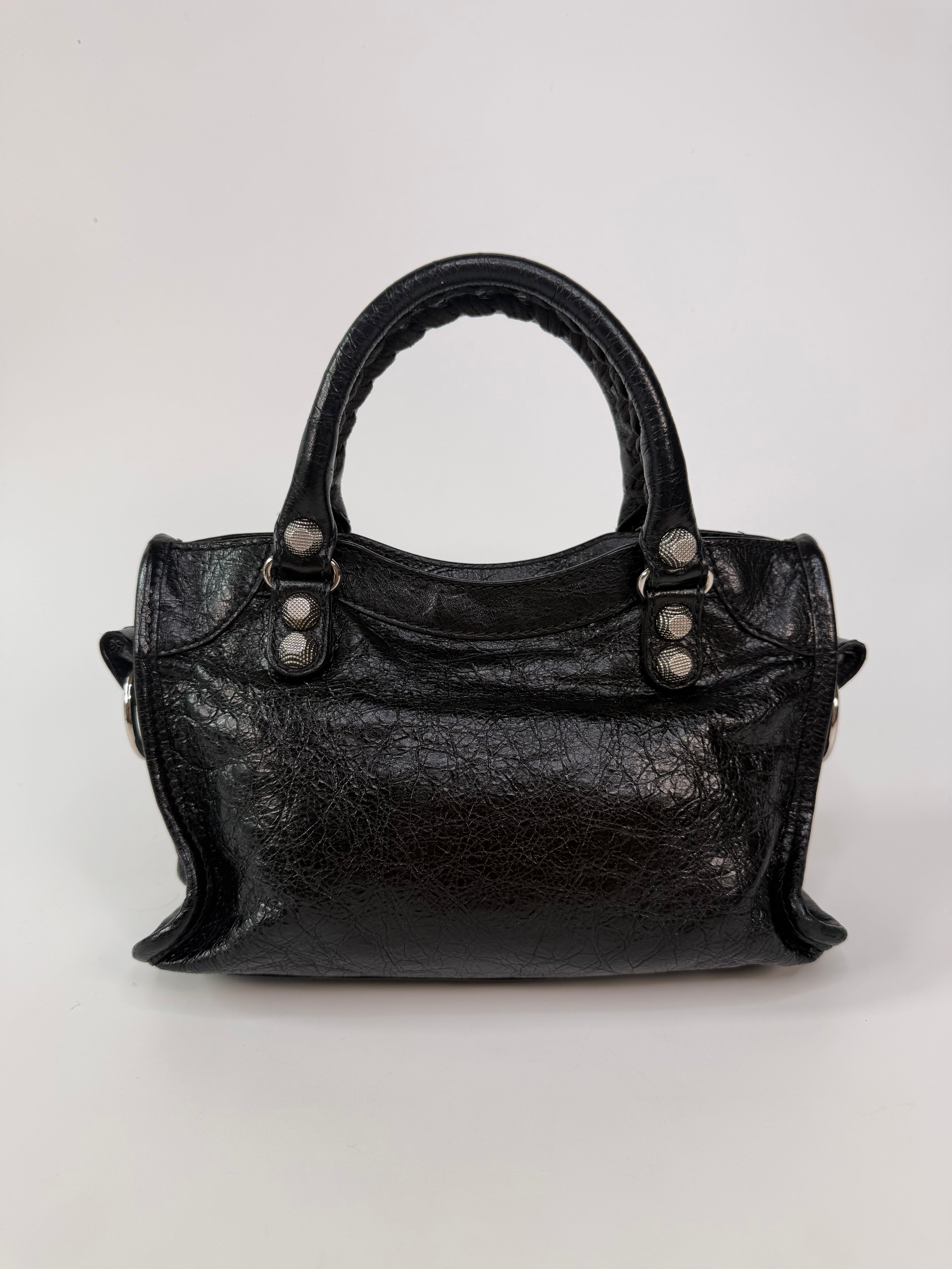 Balenciaga Le City Mini Bag In Noir Lambskin With Silver Hardware. Authentic and preloved in very good condition. 100% guarantee