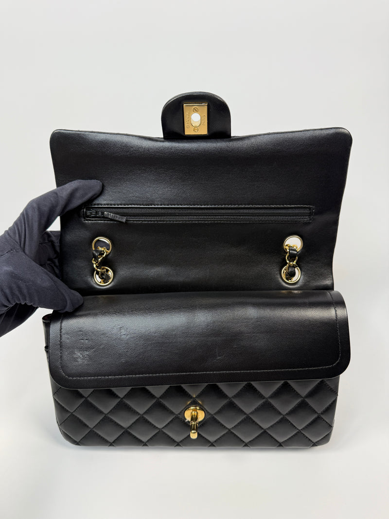 Chanel Medium Classic Double Flap Black Lambskin With GHW