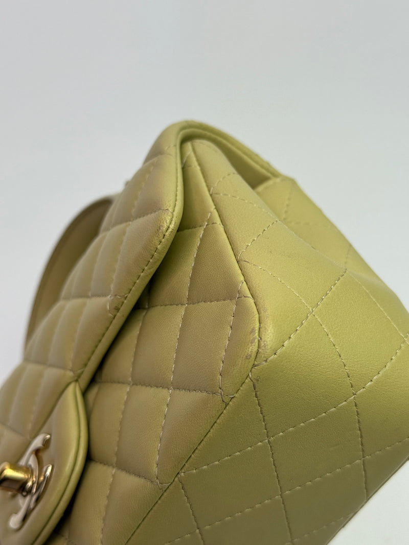 Chanel Mini Rectangle Flap Bag In Pistachio Green Lambskin With GHW