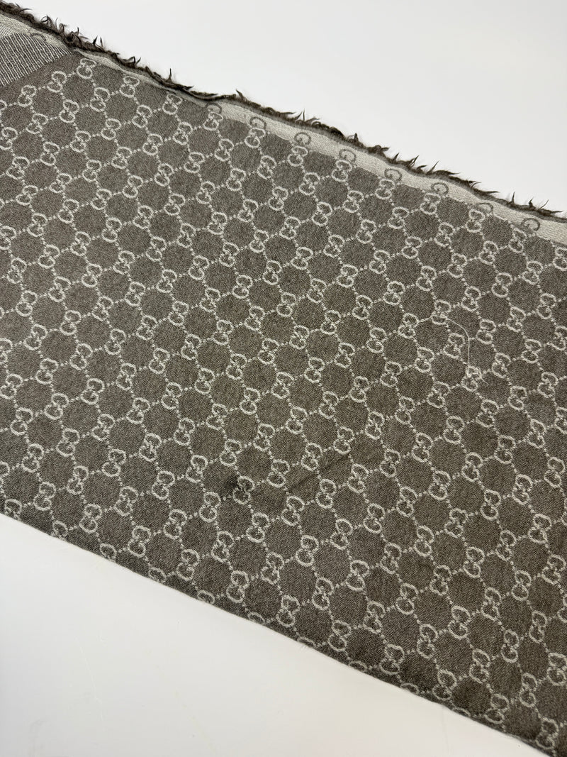 Gucci Grey Monogram Scarf