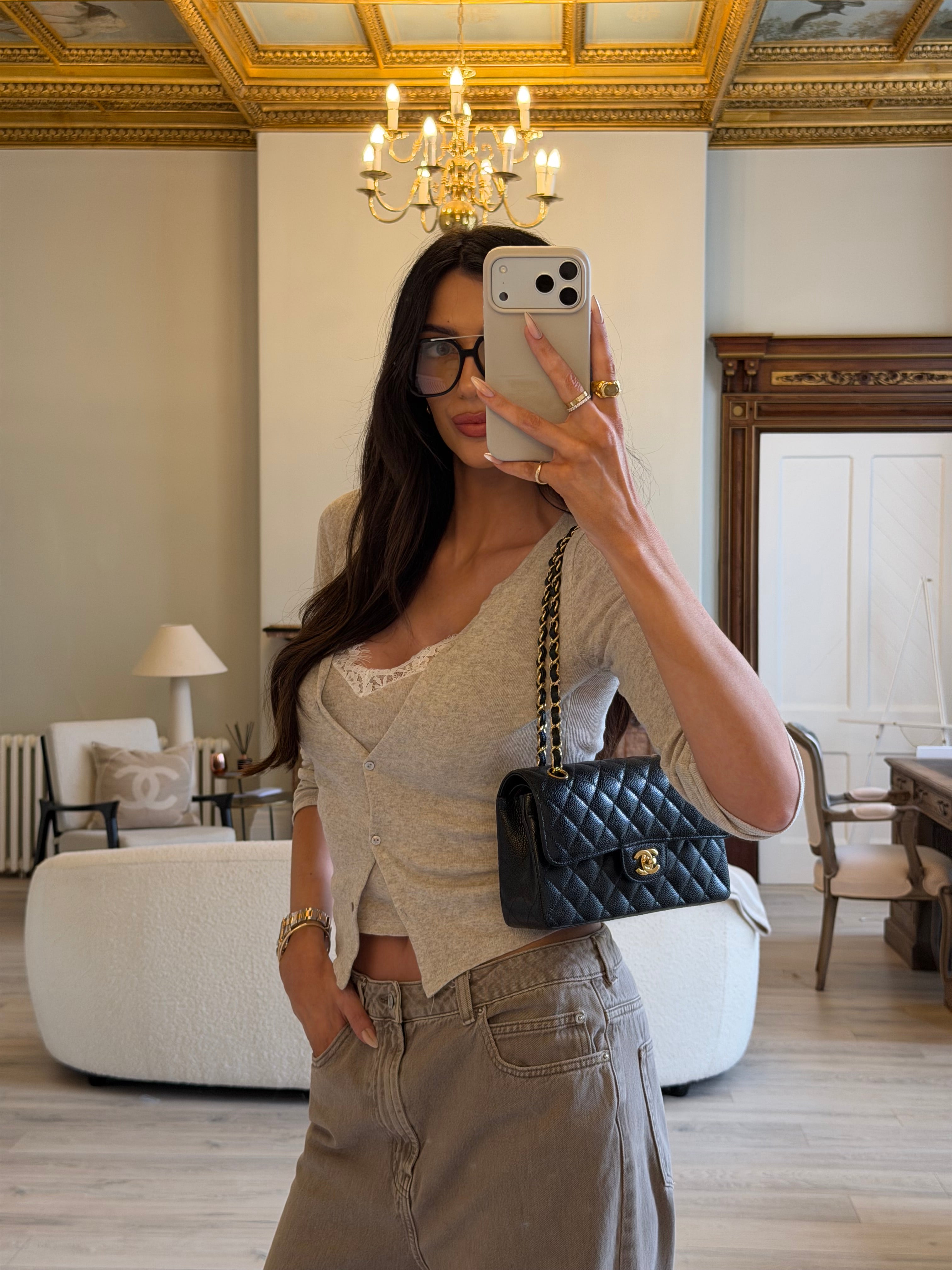 Chanel Small Classic Double Flap In Black Caviar Leather With Gold Hardware Authentic and Preloved In Excellent Condition. 100% Authenticity guarantee 