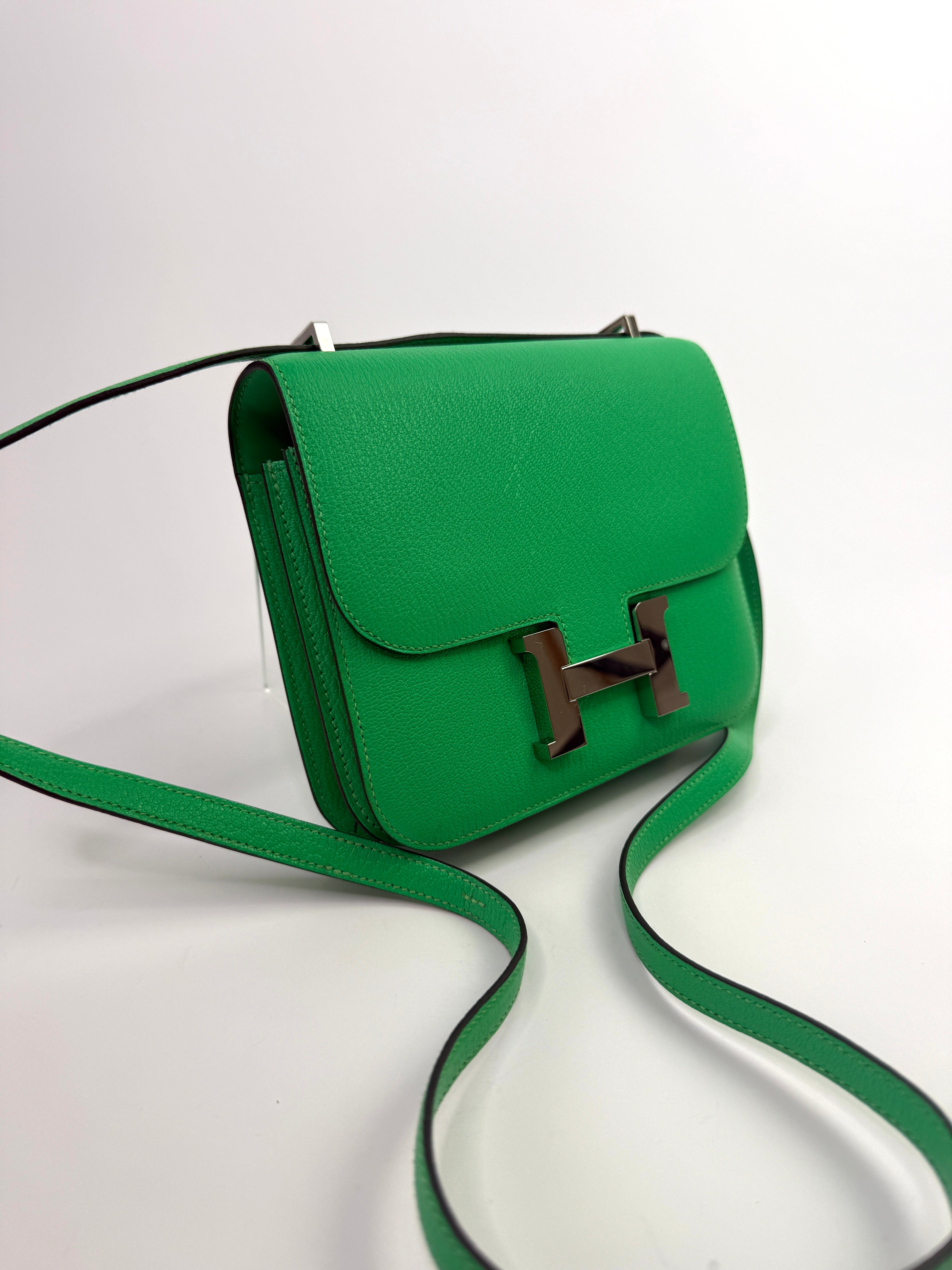Hermès Constance 18 In Vert Comics Chèvre Mysore Leather