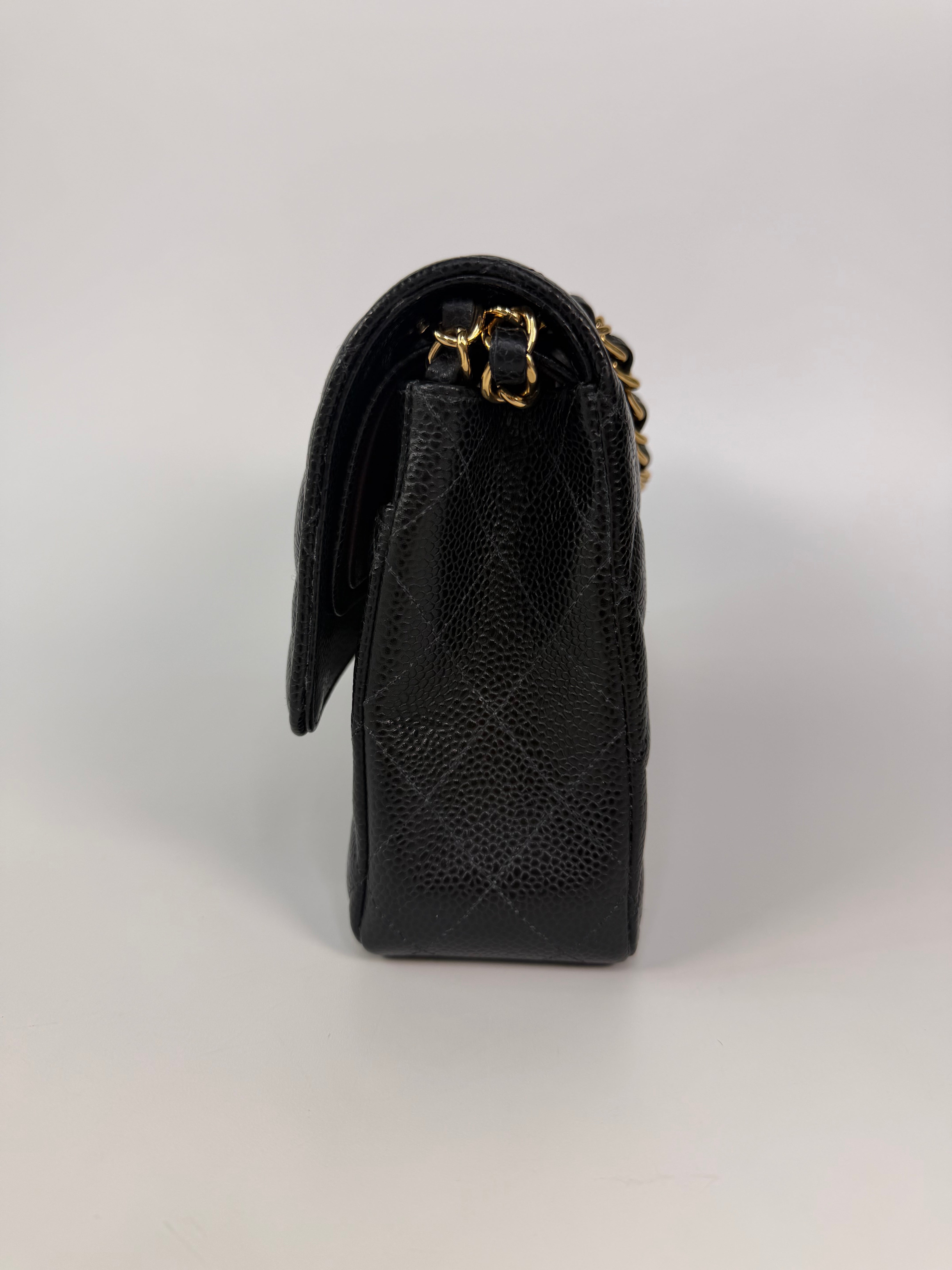 Chanel Medium Classic Double Flap In Black Caviar Leather Gold Hardware 100% authentic and preloved in excellent condition