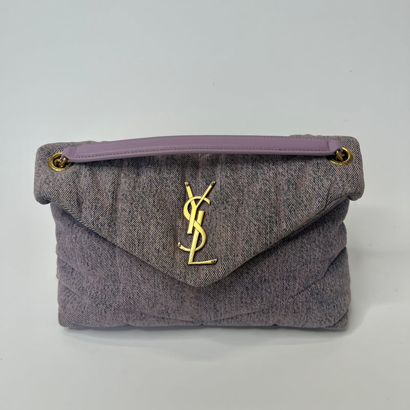 Saint Laurent Puffer Denim Shoulder Bag