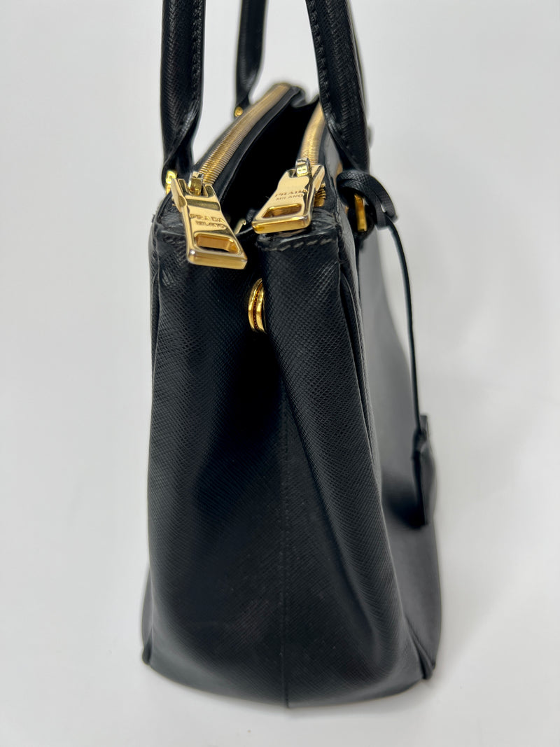 Prada Small Galleria Bag In Black Saffiano Leather